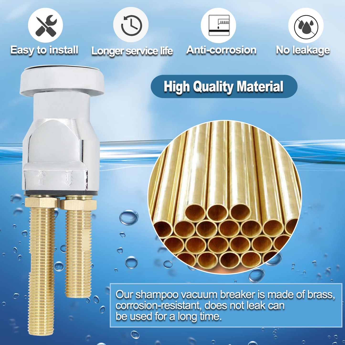Sky Blue Shampoo Bowl Vacuum Breaker Kit 7Pcs Shampoo Bowl Faucet Salon Sink Replacement Parts