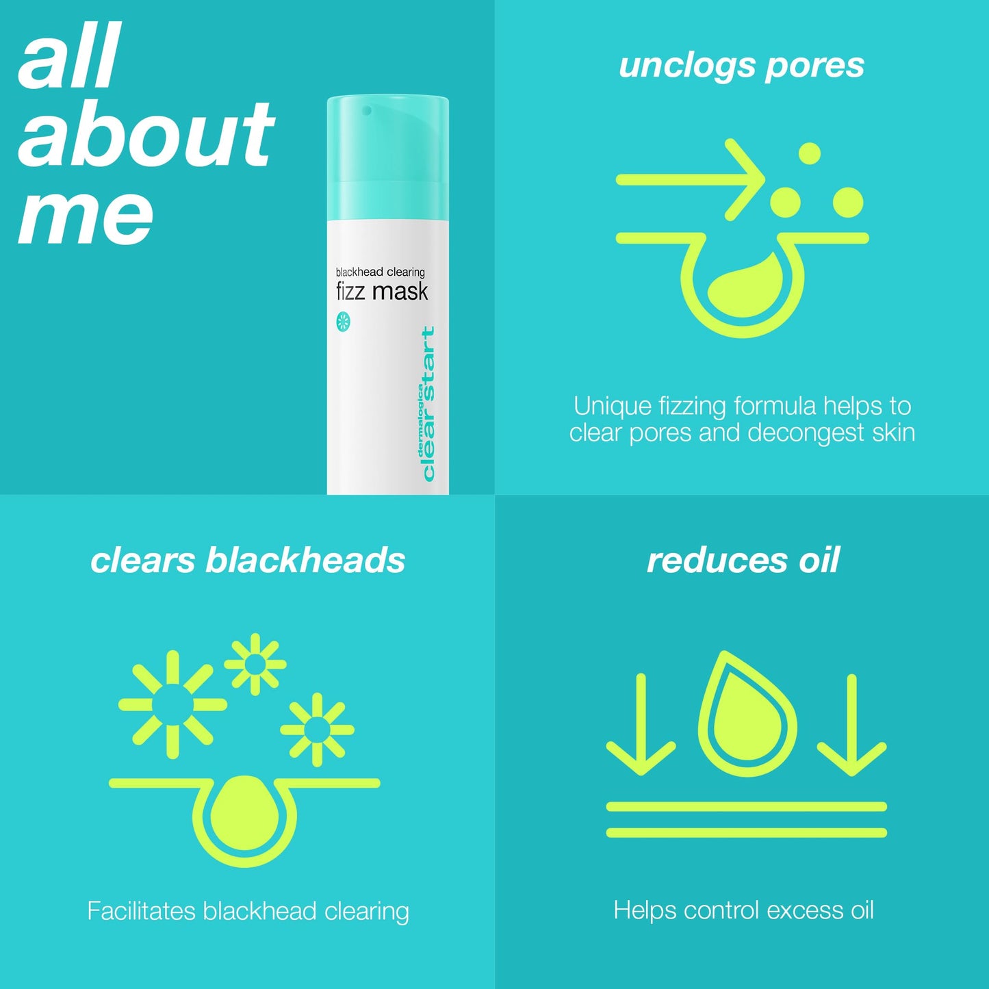 Light Sea Green Dermalogica Clear Start Blackhead Clearing Fizz Mask (1.7 Fl Oz) Purifying Pore Cleansing Mask with Kaolin Clay and Sulfur - Absorbs Excess Oil To Purify Skin