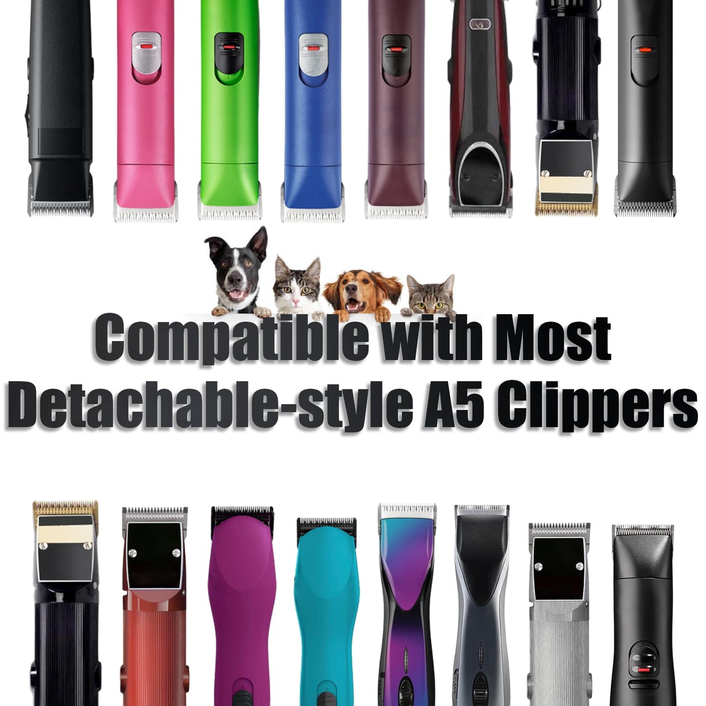 White Smoke YAZIYIR 3 Pack 7FC Detachable Dog Grooming Steel Blades,Compatible with Andis,Oster A5,Wahl KM-10 Series,Cut Length 1/8" 3.2MM （Black）
