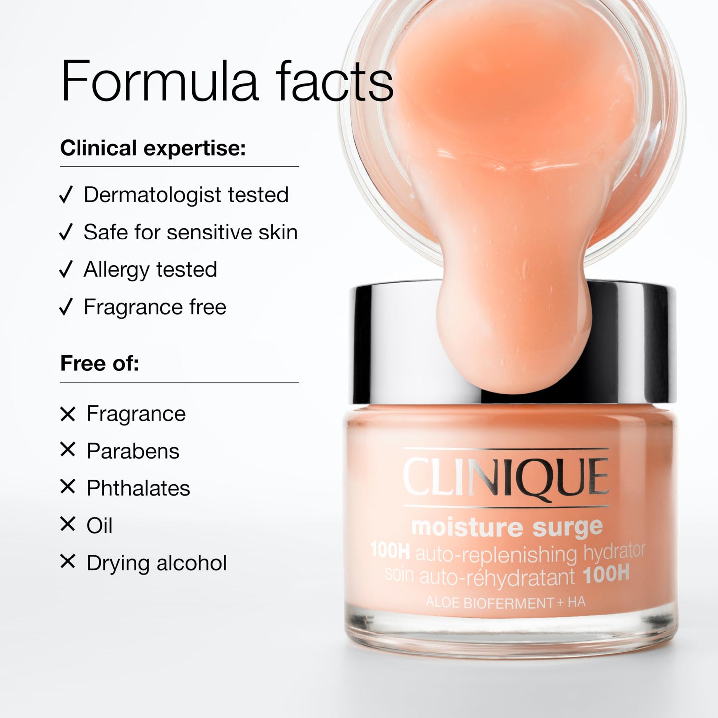 White Smoke Clinique Moisture Surge 100H Auto-Replenishing Hydrator Oil Free Face Moisturizer | With Hyaluronic Acid, Aloe Bioferment and Vitamins C + E | Hydrating + Moisturizing, Mini Travel Size, 0.5 Fl Oz