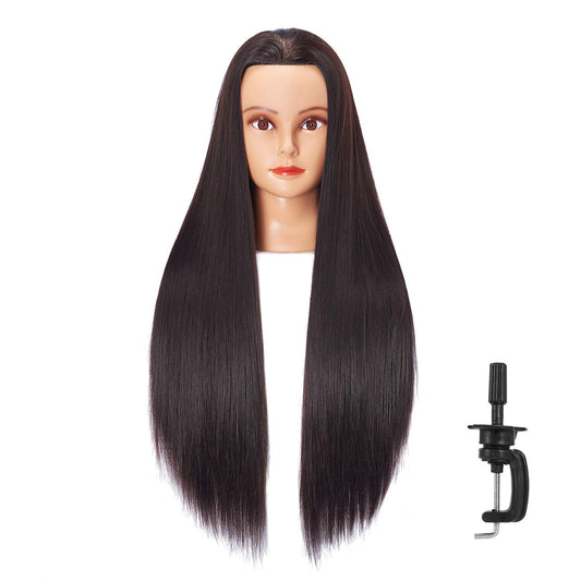 White Smoke Hairlink 26-28'' Mannequin Head Synthetic Fiber Long Hair Styling Training Head Dolls for Cosmetology Manikin Maniquins Practice Head with Clamp Stand Holder (6611LB0220)