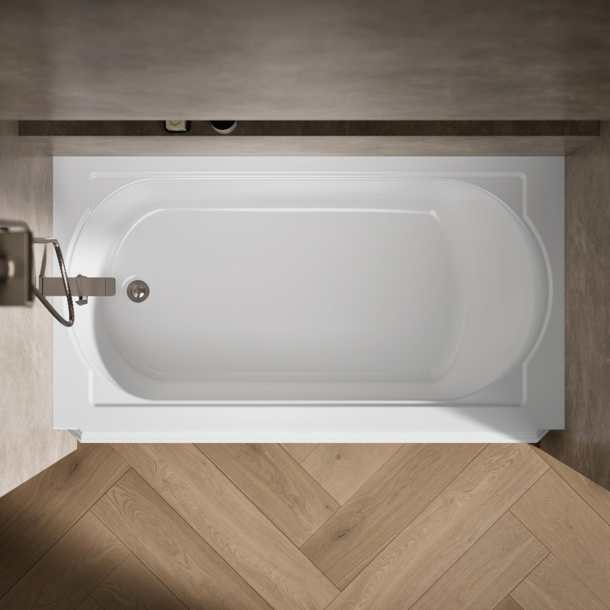 Gray KOHLER K-721-0 Memoirs 60" x 33-3/4" Alcove Cast Iron Bathtub with Left-Hand Drain and Itegral Flange, Safeguard Slip-Resistant Surface, White