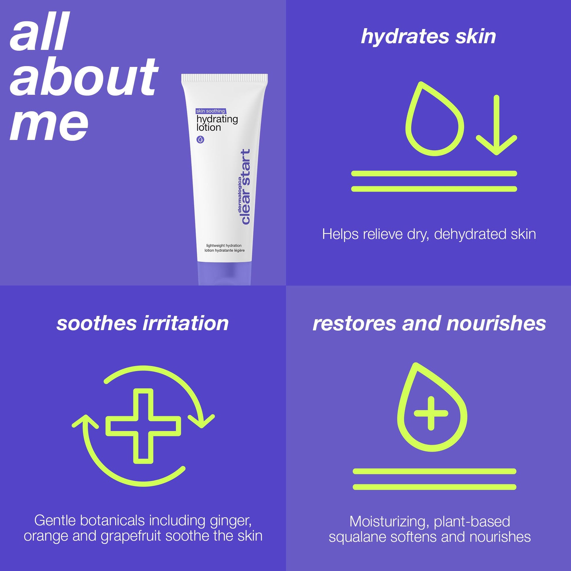 Slate Blue Dermalogica Clear Start Skin Soothing Hydrating Lotion, Lightweight Moisturizer for Dry + Sensitive Skin with Hyaluronic Acid and Squalane, Calms + Soothes