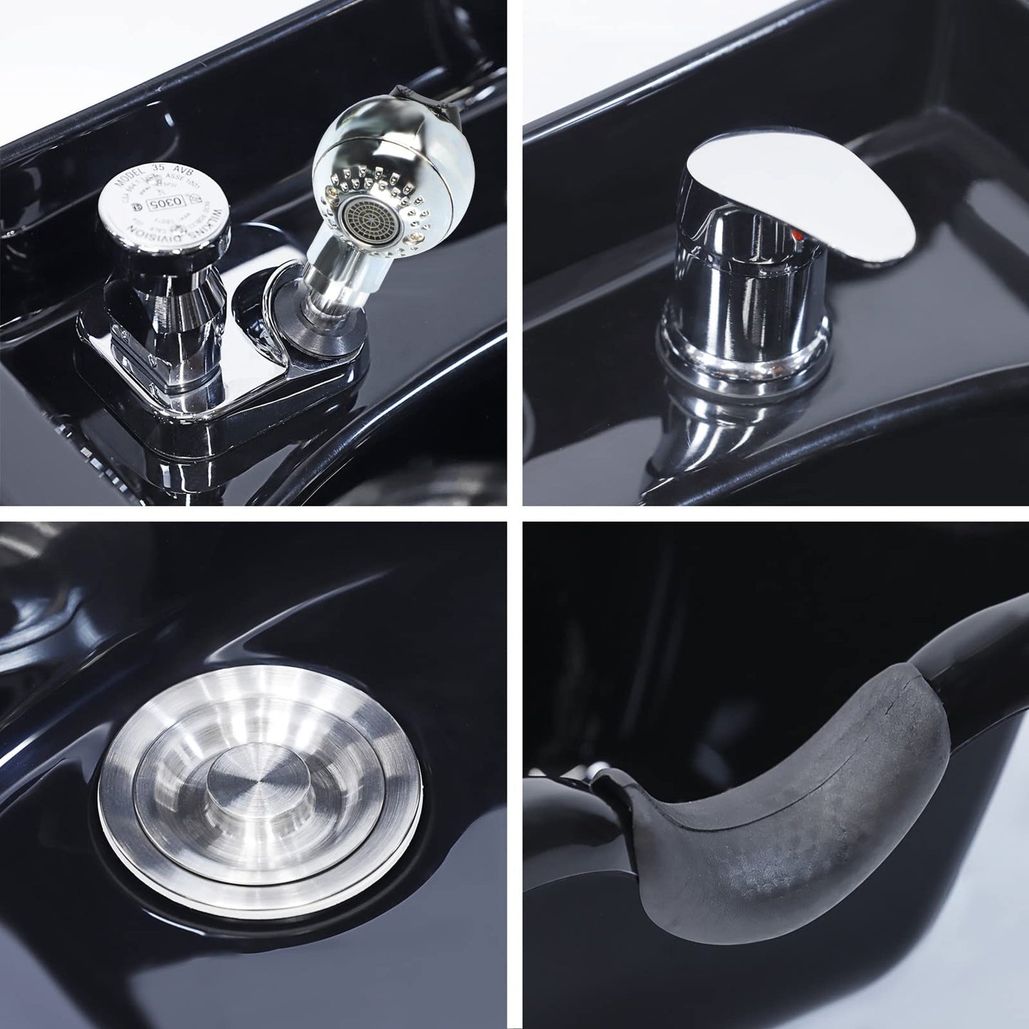 Black Toriexon Shampoo Bowl for Salons, Black ABS Plastic Shampoo Sink for Home, Easy to Clean and Install Salon Shampoo Bowls for Hair Stylist
