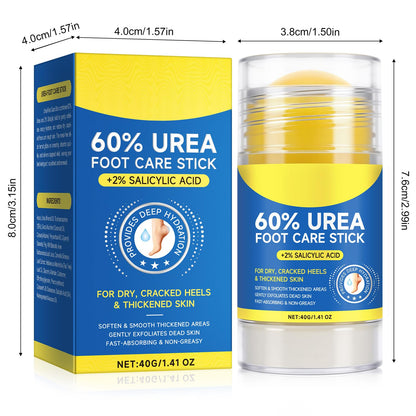 White Smoke 60% Urea with 2% Salicylic Acid Urea Foot Care Stick, Foot Cream Moisturizer for Dry Cracked Feet, Knees, Elbows, Hands,Moisturizes and Hydrates the Dry Skin,Callus Remover & Skin Softener -1.41oz