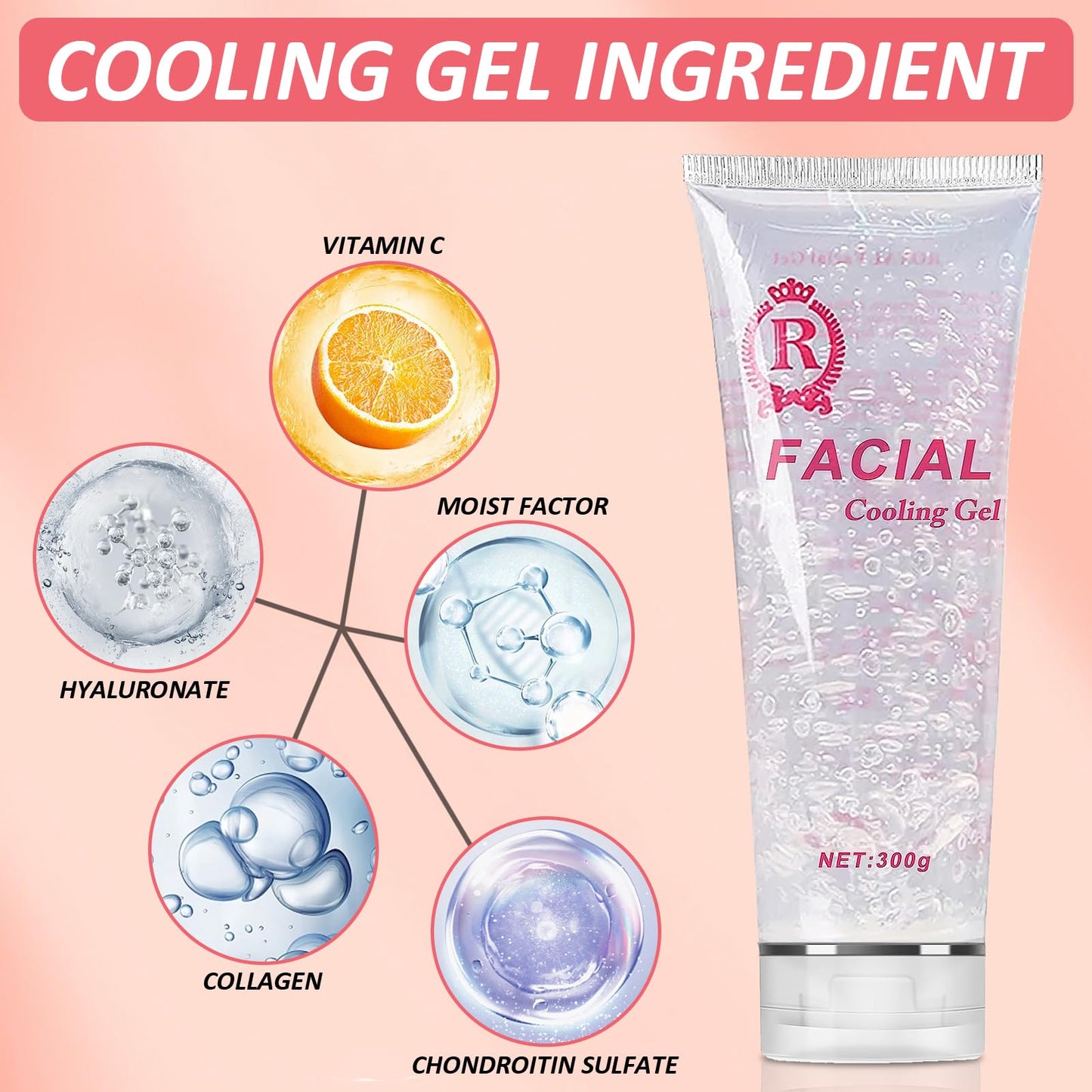 Bisque YMEYFAN 3PCS Conductive Gel, Cooling Gel for Salon Hair Removal Machine Skin Care, Moisturizing Hydrating Suitable for Facial Device for Women and Men in Body or Face Cools (900ML)