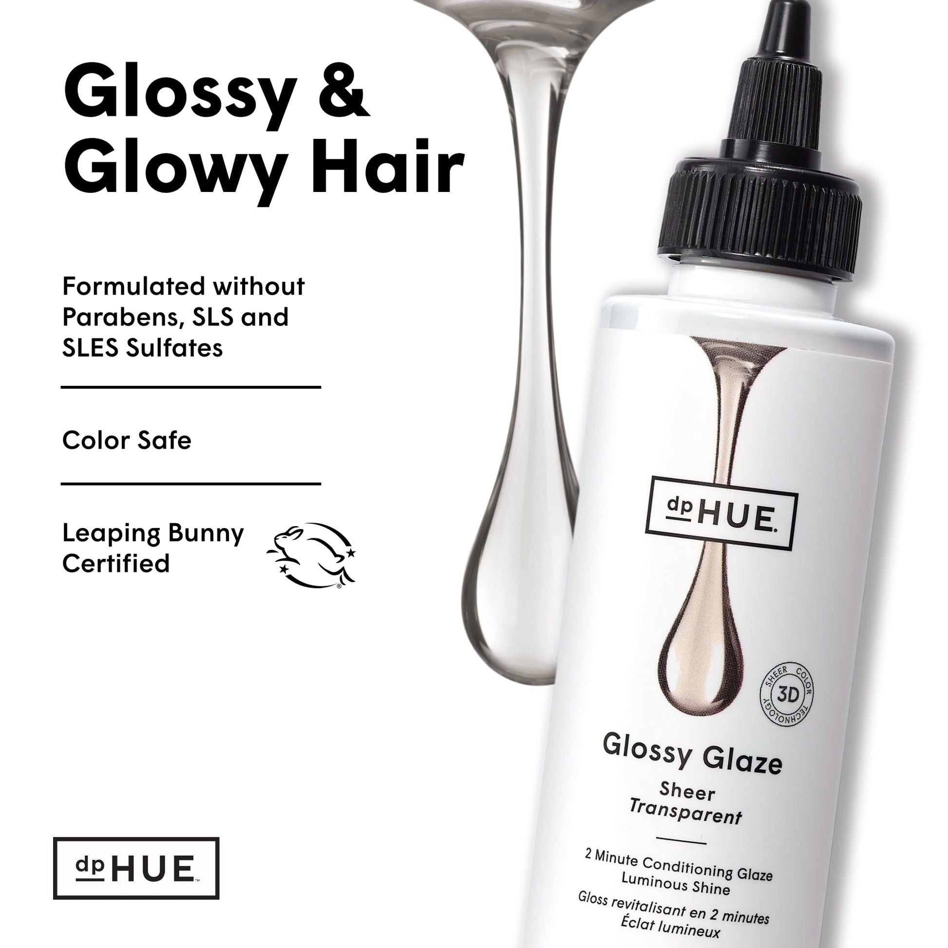 White Smoke dpHUE Glossy Glaze, Sheer - In-Shower Liquid Hair Gloss for Luminous Shine - Paraben, SLS & SLES Sulfate Free - Leaping Bunny Certified
