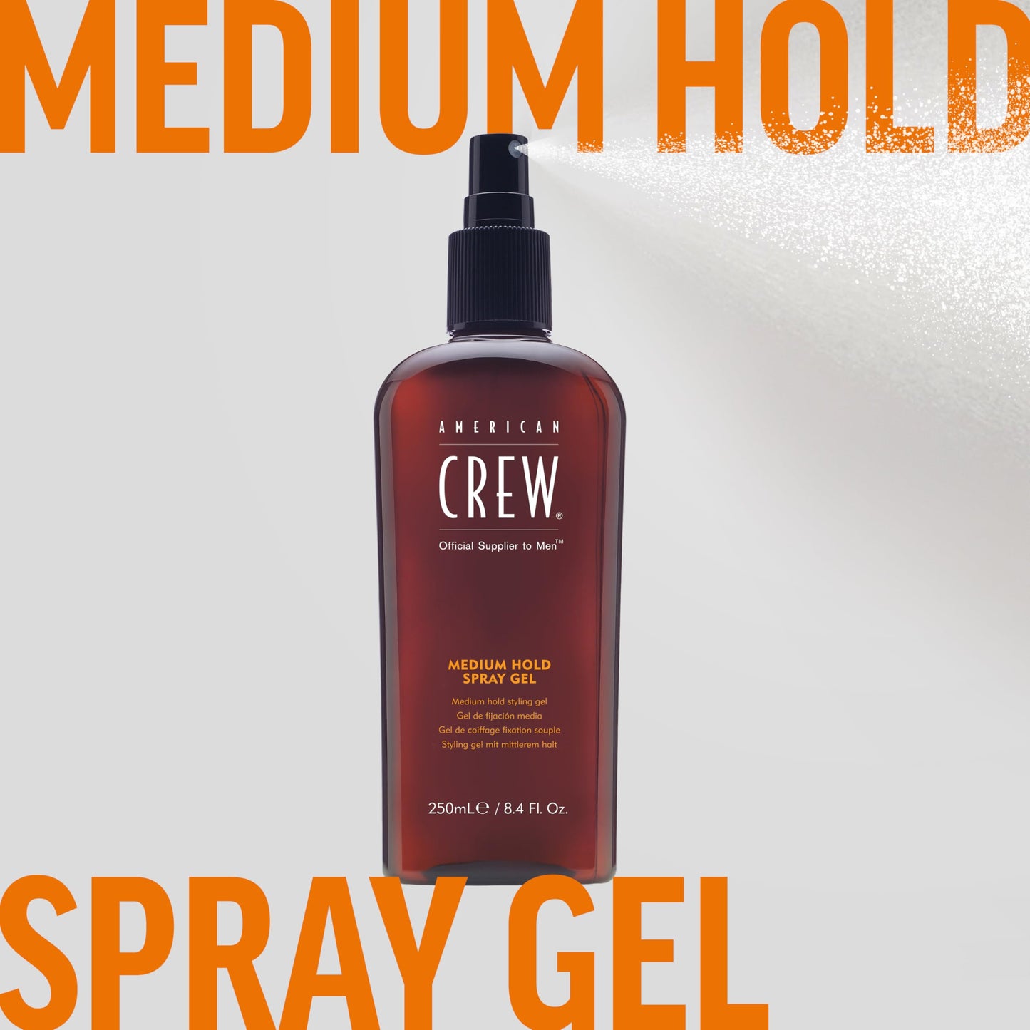 Light Gray American Crew Men's Hair Spray, Medium Hold, 8.45 Fl Oz
