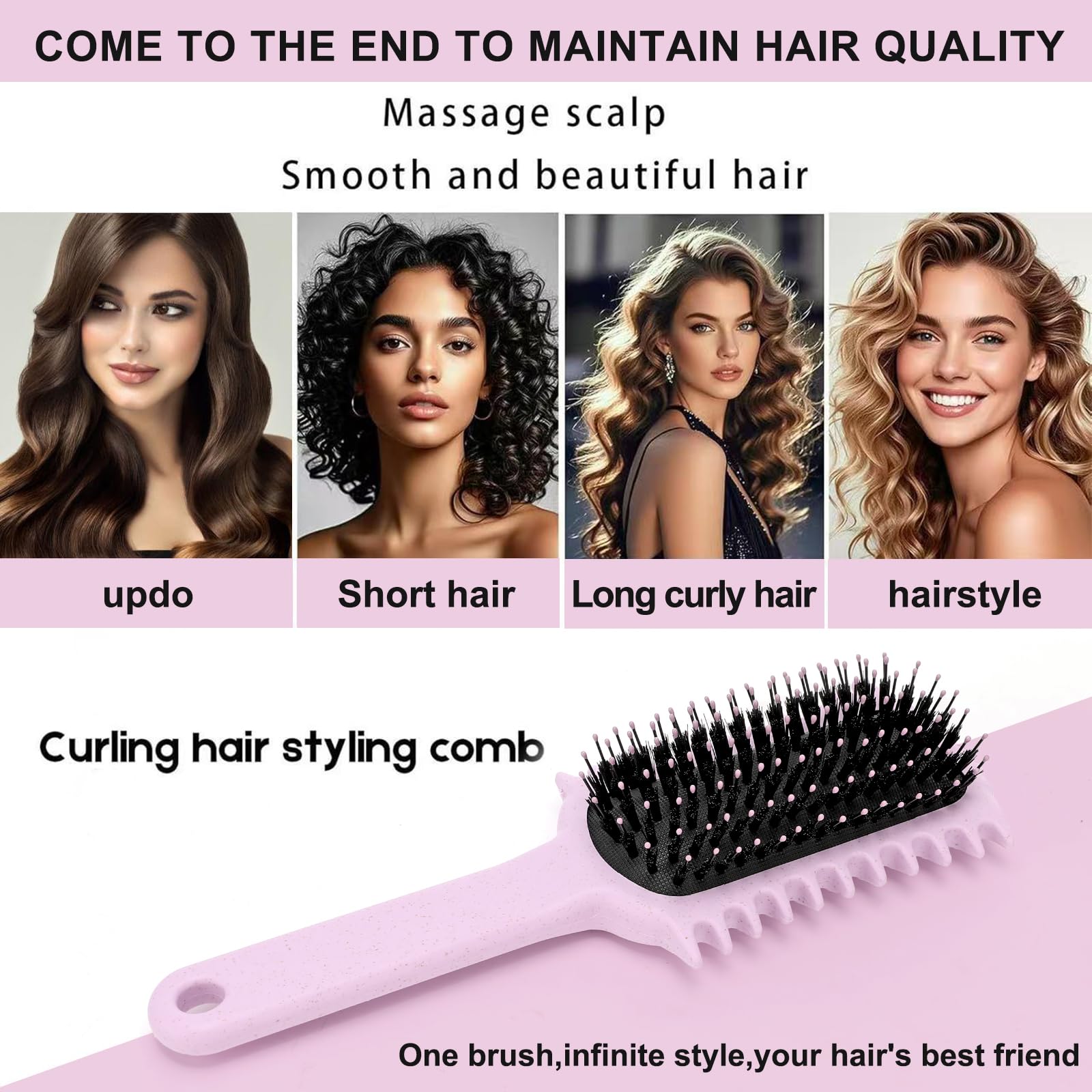 White Smoke Curly Hair Brush, Volume Curl Defining Brush for Detangling Shaping and Styling Women's Curls, Reduce Pulling (Green)