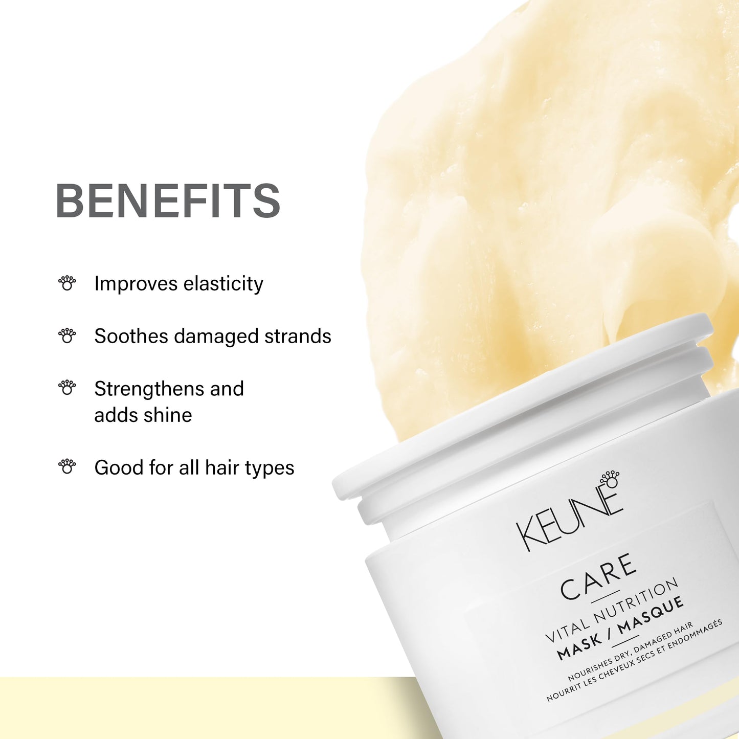 Keune Care Vital Nutrition Mask, Deep Moisturizing & Restorative Treatment for Dry or Damaged Hair, 6.8 Fl Oz