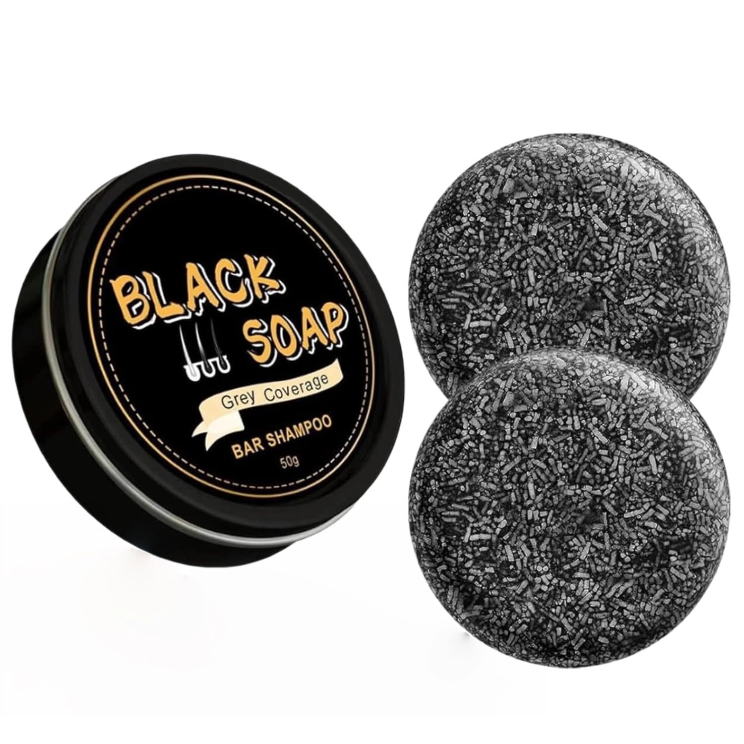 White Smoke FHH 2 PCS Gray Hair Reverse Bar Soap, Black Soap for Gray Hair & Beard Darkening, Deep Clean & Nourish the Scalp, Black Hair Soap bar for Men and Women.