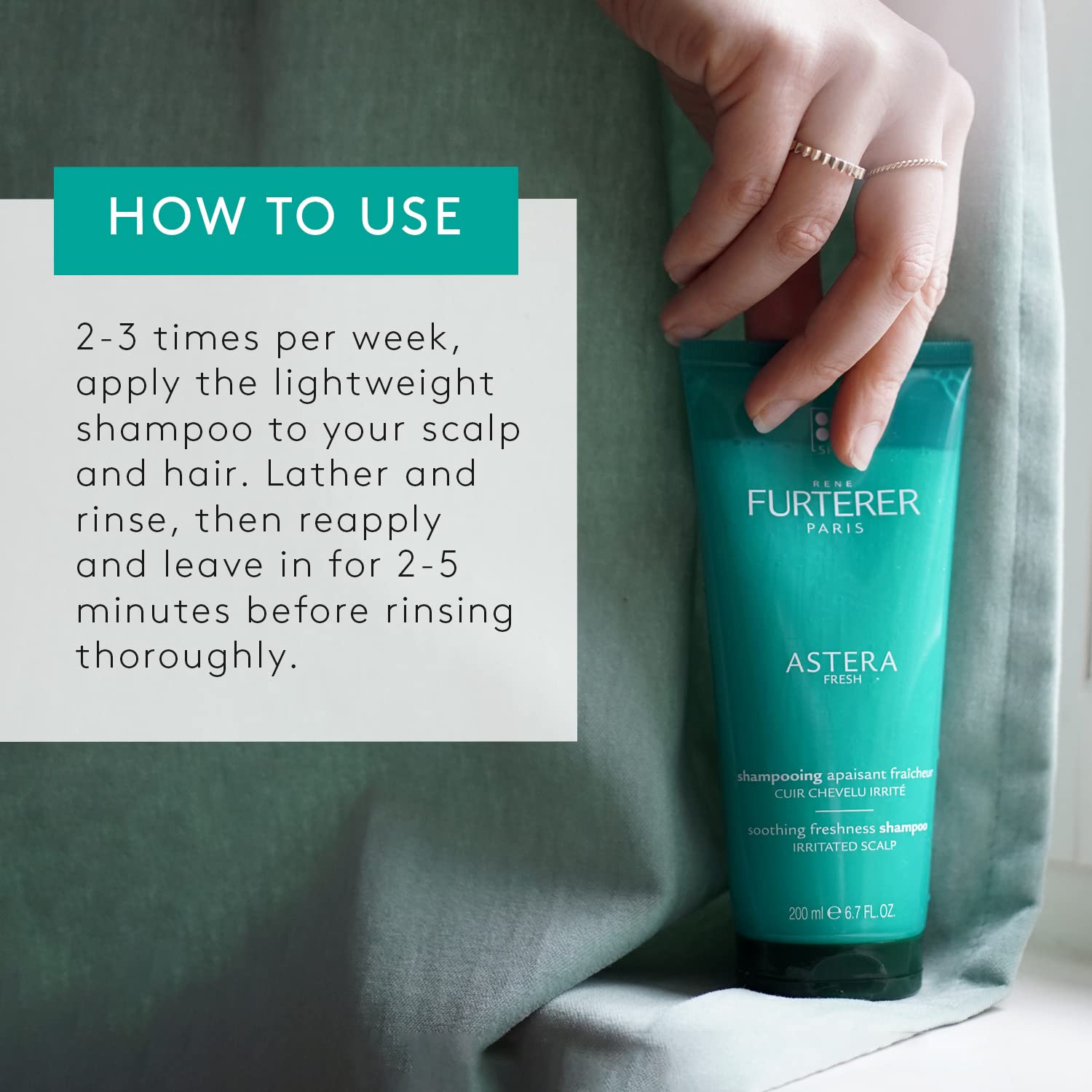 Light Gray Rene Furterer ASTERA FRESH Soothing Freshness Shampoo - Relieve Sensitive Scalps - Mint & Eucalyptus - Paraben & Silicone-Free