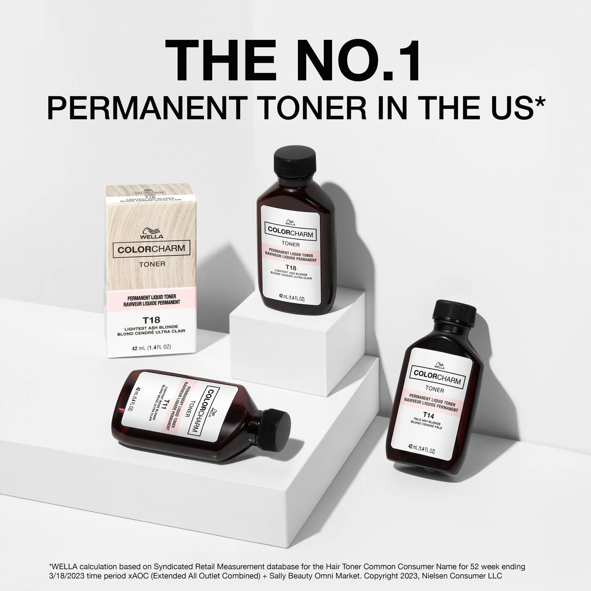 Lavender COLORCHARM Permanent Liquid Toners | Neutralize Brass | Free of Parabens | Vegan | T18 Lightest Ash Blonde | 1.4 Fl Oz