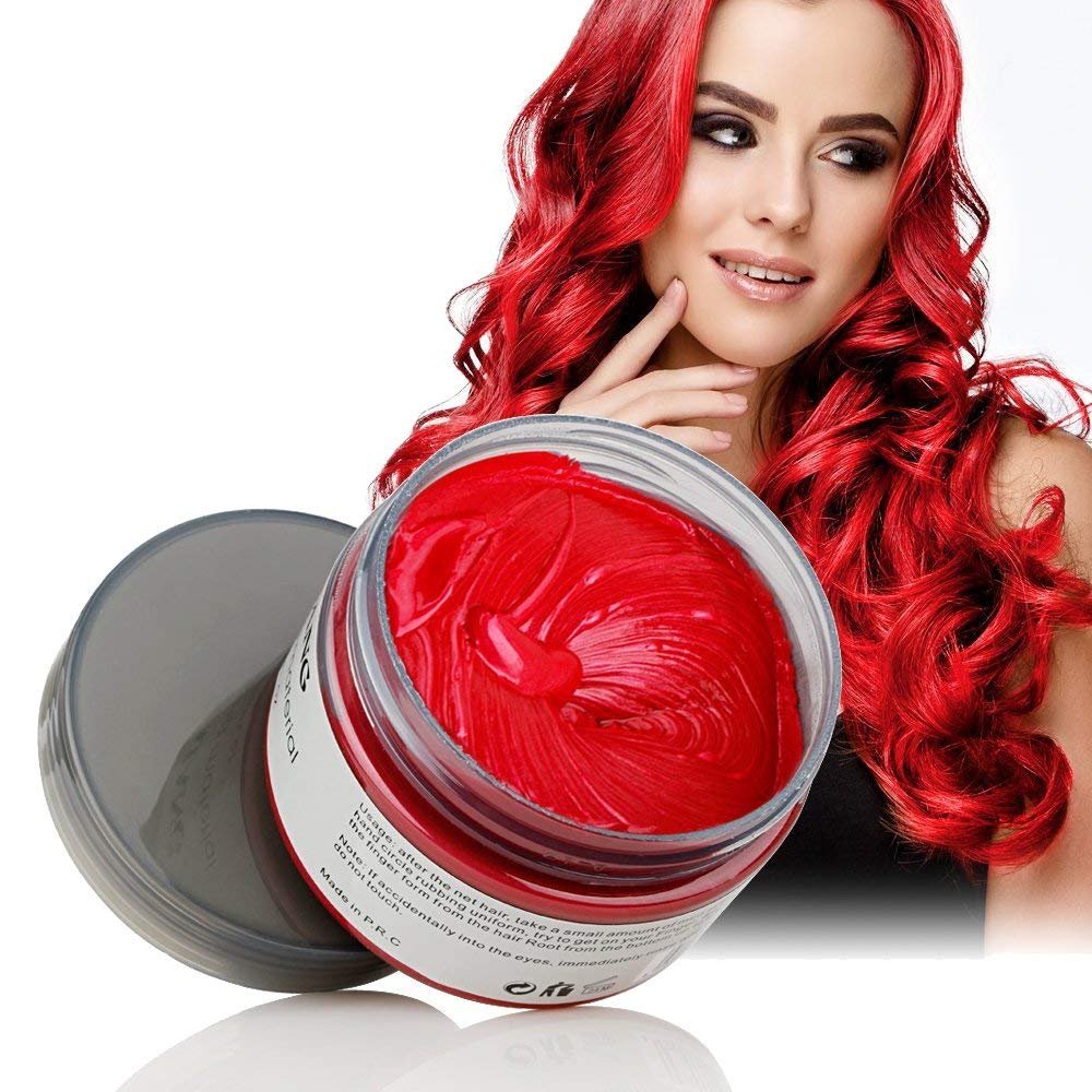 White Smoke Unisex Hair Wax Color Dye Styling Cream Mud, Natural Hairstyle Pomade, Washable Temporary,Party Cosplay (Red)