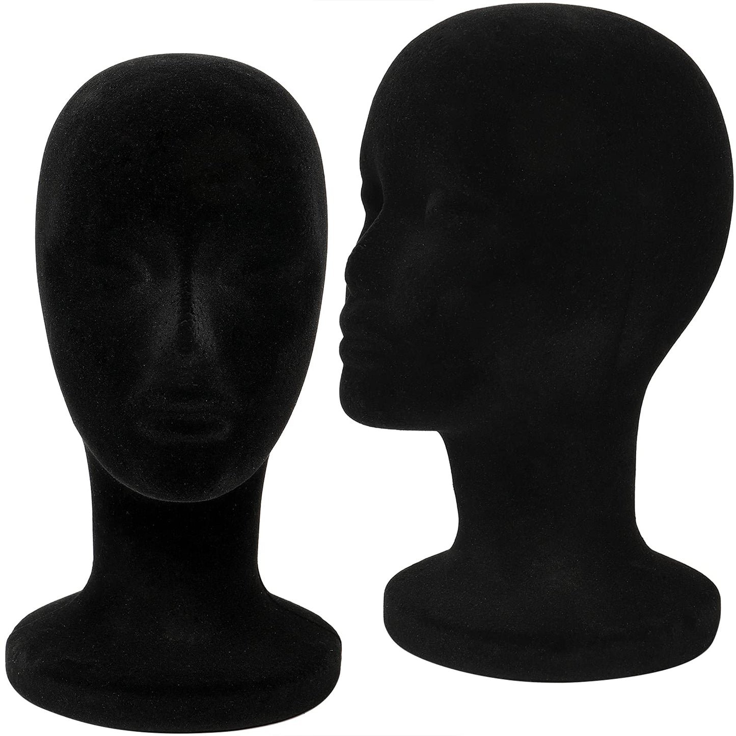 Black Foraineam 2 Pack Black Foam Mannequin Head, 12 Inch Female Manikin Foam Heads, Wig Holder Hats Glasses Headband Hairpieces Display Stand