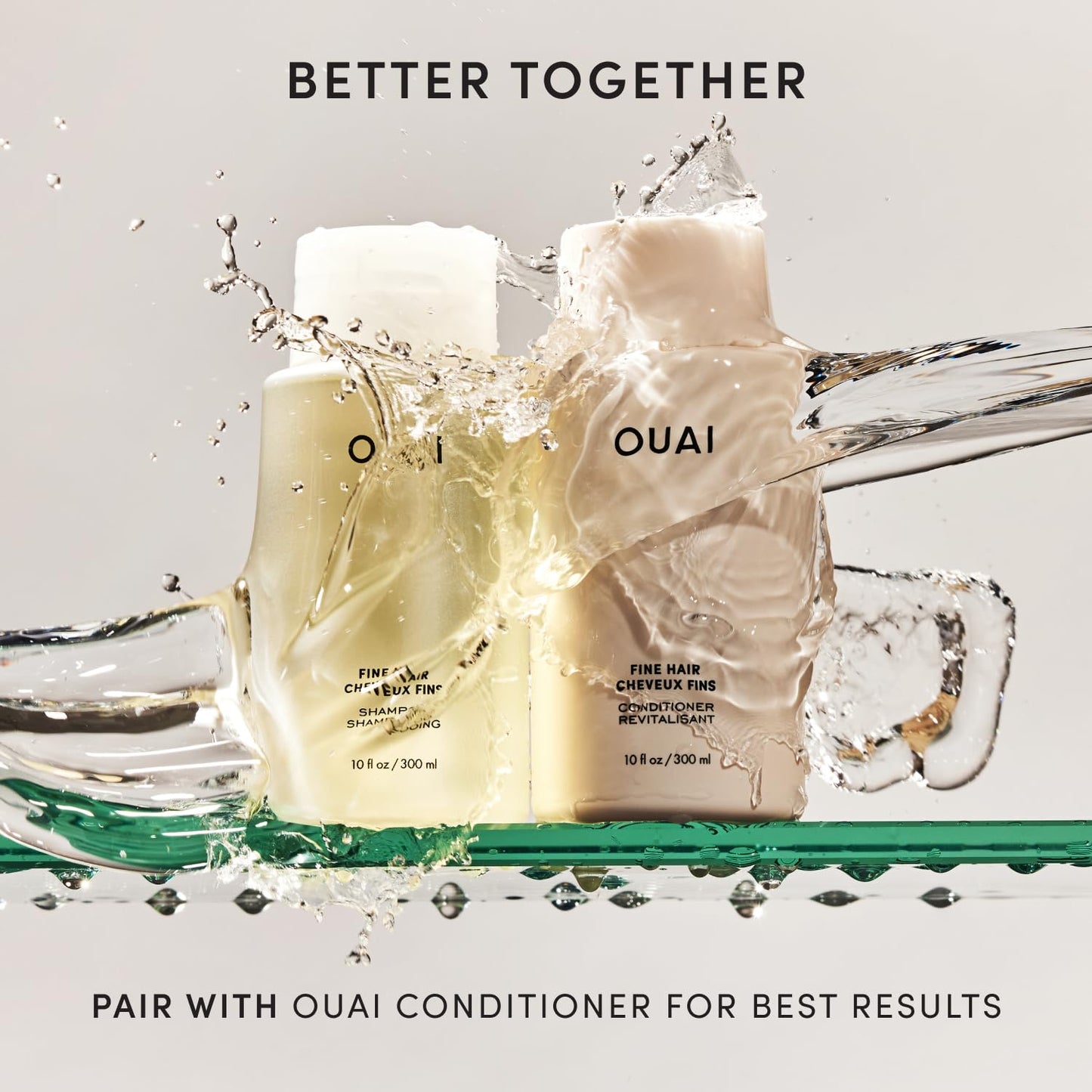 Light Gray OUAI Fine Hair Shampoo - Biotin Thickening Shampoo for Flat, Thin Hair - Volumizing & Strengthening Keratin & Chia Seed Oil for Women & Men - Lightweight, Color-Safe, Sulfate Free, 10 Oz