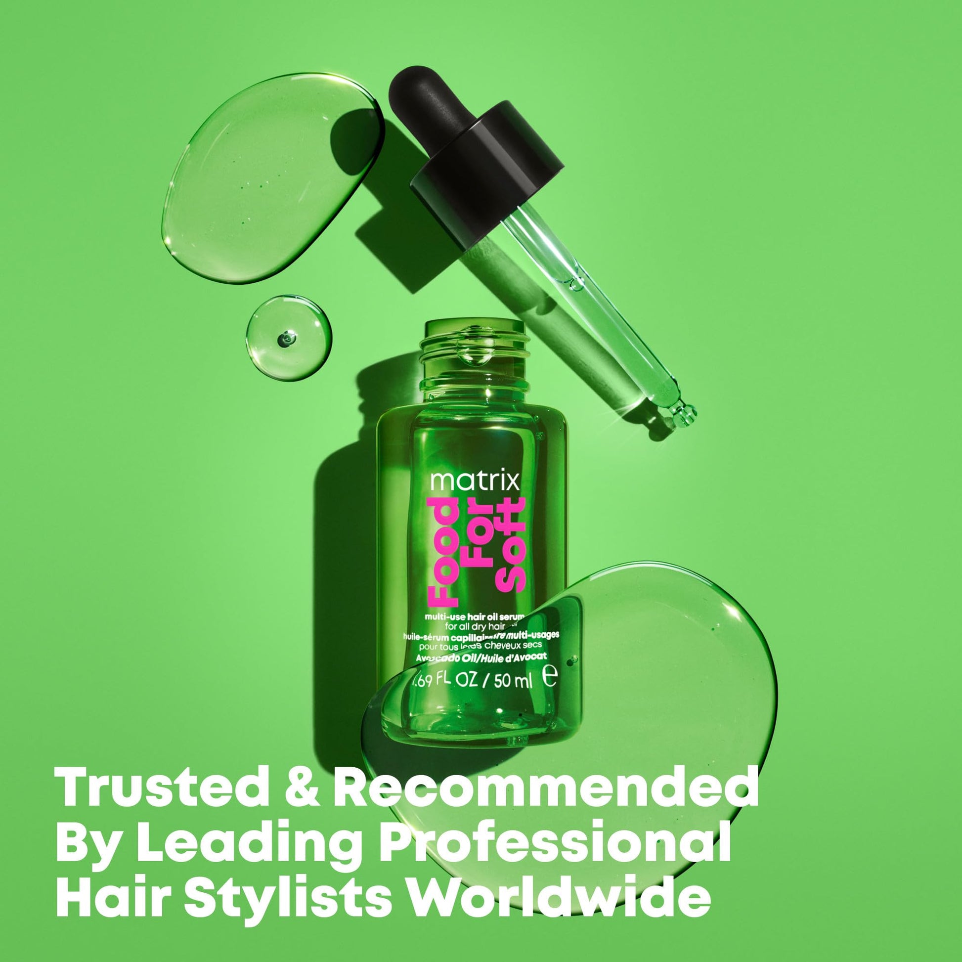 Light Green MATRIX Food For Soft Hair Serum Oil For Dry, Brittle and All Hair Types - Softens, Smooths and Adds Shine With Heat Protection, Repairing Leave In With Avocado Oil, 1.7 Fl Oz