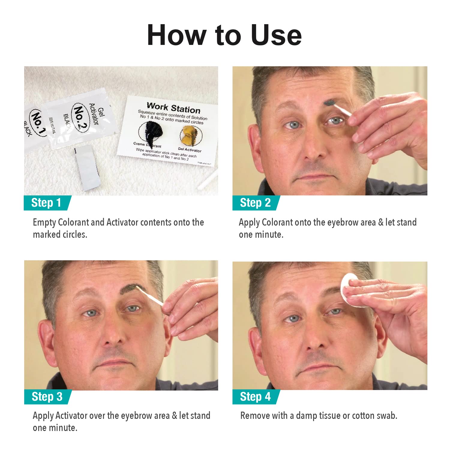 White Smoke Sport Eyebrow Colorant, Men's Long Lasting Treatment to Cover Gray Brow Hairs, Medium Brown