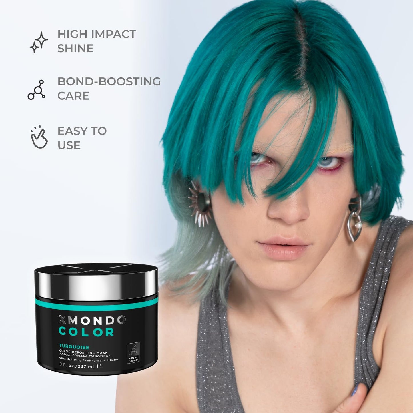 White Smoke XMONDO Hair Color Turquoise Hair Healing Semi Permanent Color | Vegan Formula with Hyaluronic Acid to Retain Moisture, and Bond Boosting Technology, 8 Fl Oz