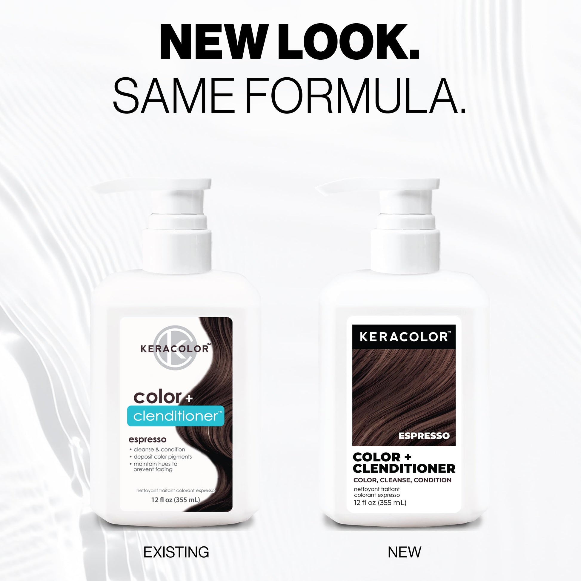 White Smoke Keracolor Color + Clenditioner 3-in-1 Color-Depositing Conditioner, Gently Cleanses & Conditions, Semi-Permanent Espresso Hair Color, 12 Fl Oz
