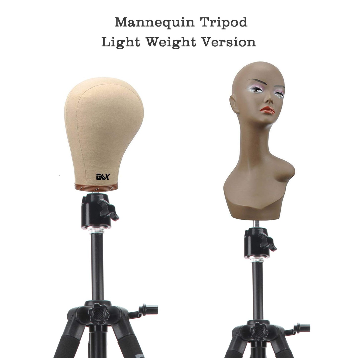 White Smoke GEXWORLDWIDE GEX 55" Mannequin Tripod Stand Canvas Block Training Doll Manikin Head Wig Stand for Cosmetology Hairdressing (Rose Gold)