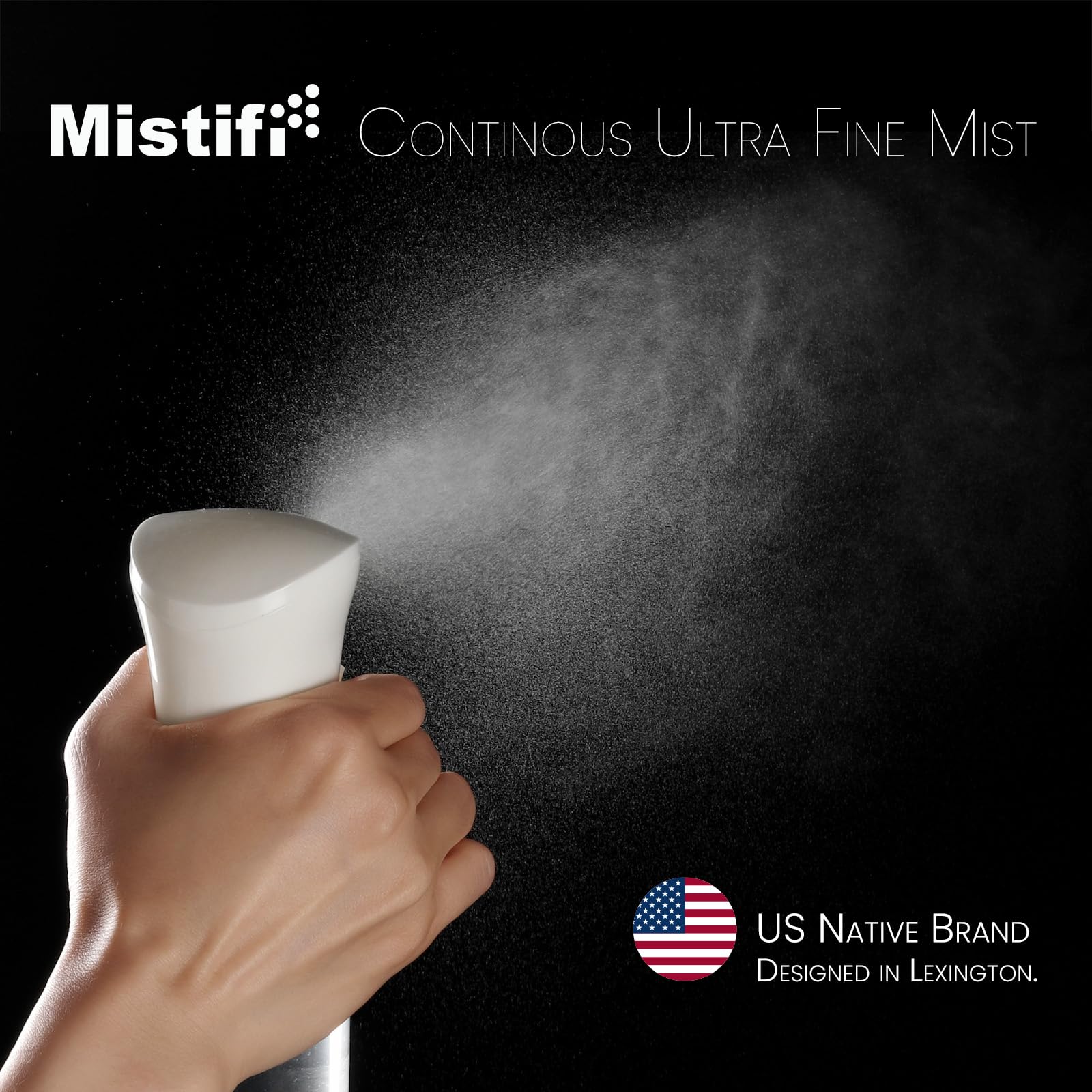 Black Mistifi Continuous Mist Spray Bottle – Ultra Fine Refillable Water Mister for Hair, Plants, Cleaning, Skincare, Salon & Home Use　(500ml 2Pcs, Transparent bottle)