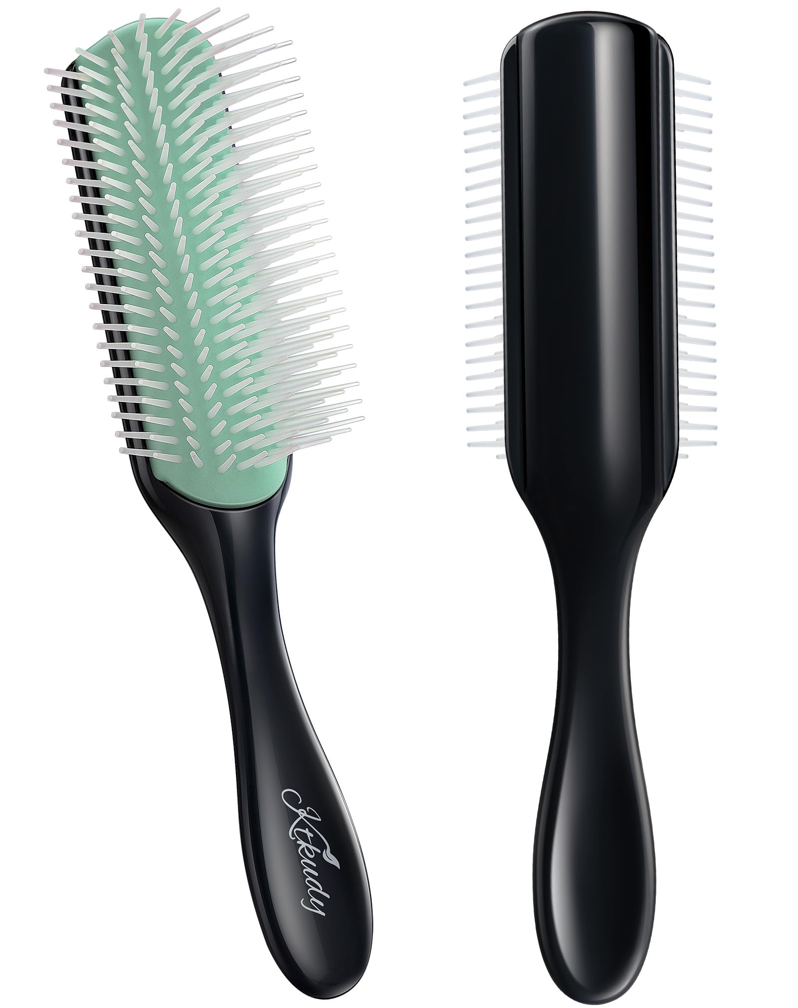 White Smoke Curly Hair Brush Styling Brush 9 Row for Detangling & Defining Curls KTKUDY Hair Brush for Separating, Shaping Curls - Blow-Drying, Styling & Finishing Brush for Wavy, Curly or Coily Hair