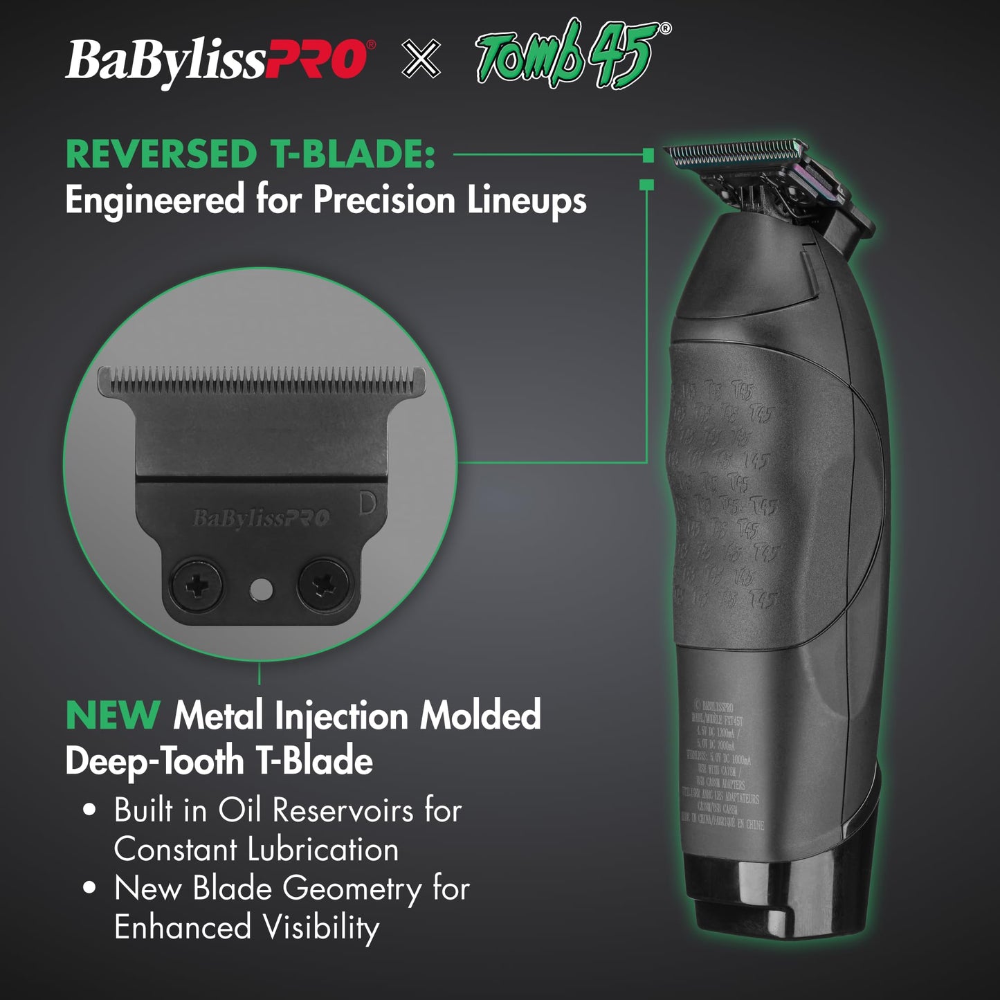 Dark Slate Gray BaBylissPRO x Tomb45 Wireless-Charging Hair Trimmer for Men