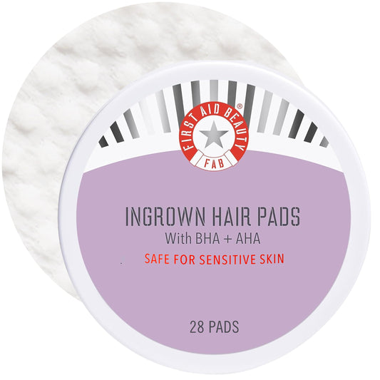 White Smoke First Aid Beauty - Ingrown Hair Pads with BHA + AHA - Aftershave Treatment Pads to Help Prevent Razor Bumps for Men & Women - Exfoliate Underarms & Bikini Area - Compostable for Daily Use - 28 Pads