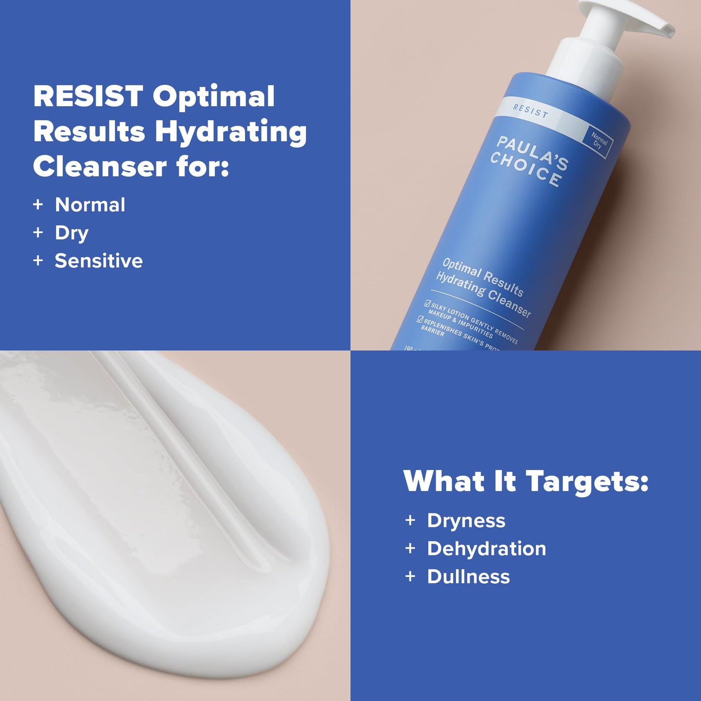 Dark Slate Blue Paula's Choice RESIST Optimal Results Hydrating Cleanser, Green Tea & Chamomile, Anti-Aging Face Wash, Dry Skin, 6.4 Ounce