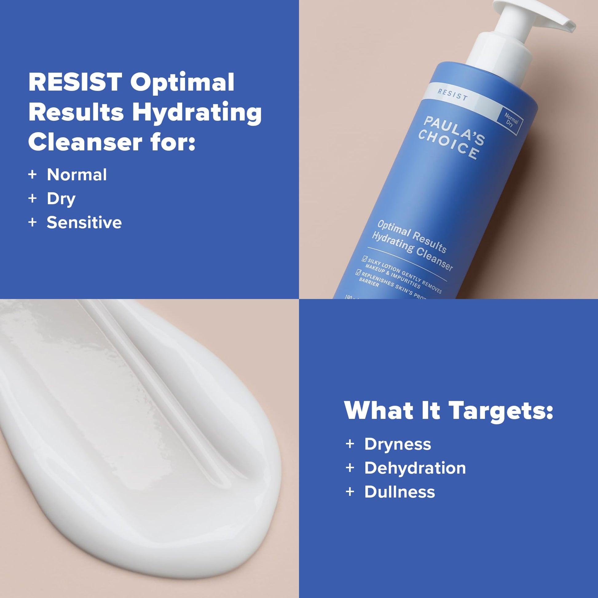 Dark Slate Blue Paula's Choice RESIST Optimal Results Hydrating Cleanser, Green Tea & Chamomile, Anti-Aging Face Wash, Dry Skin, 6.4 Ounce