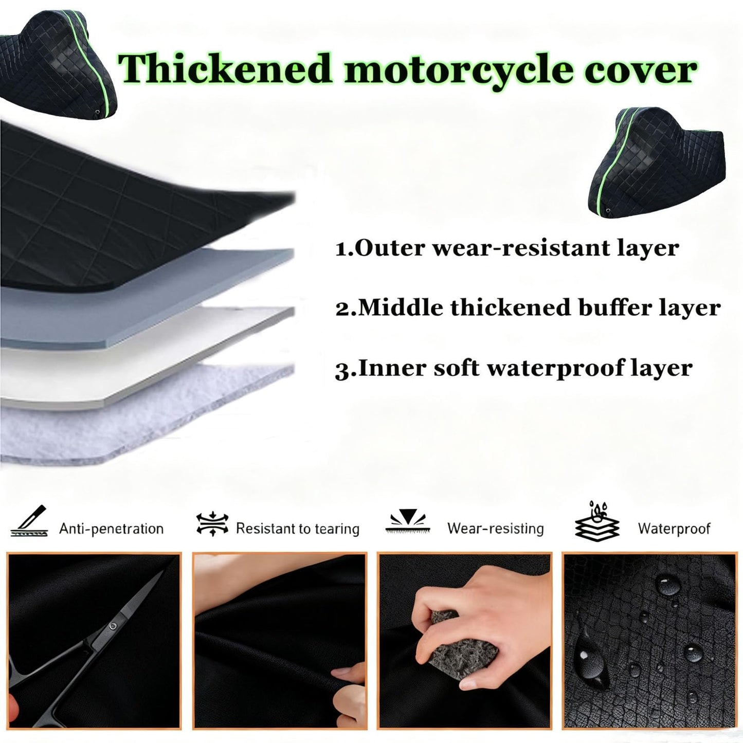 White Smoke Hail-Proof Motorcycle Cover for Yamaha DT 230 Lanza (1997-2000),Waterproof Outdoor Motorcycle Cover with Cotton Lining,Providing Protection Against Sun,Rain,Wind,and Snow