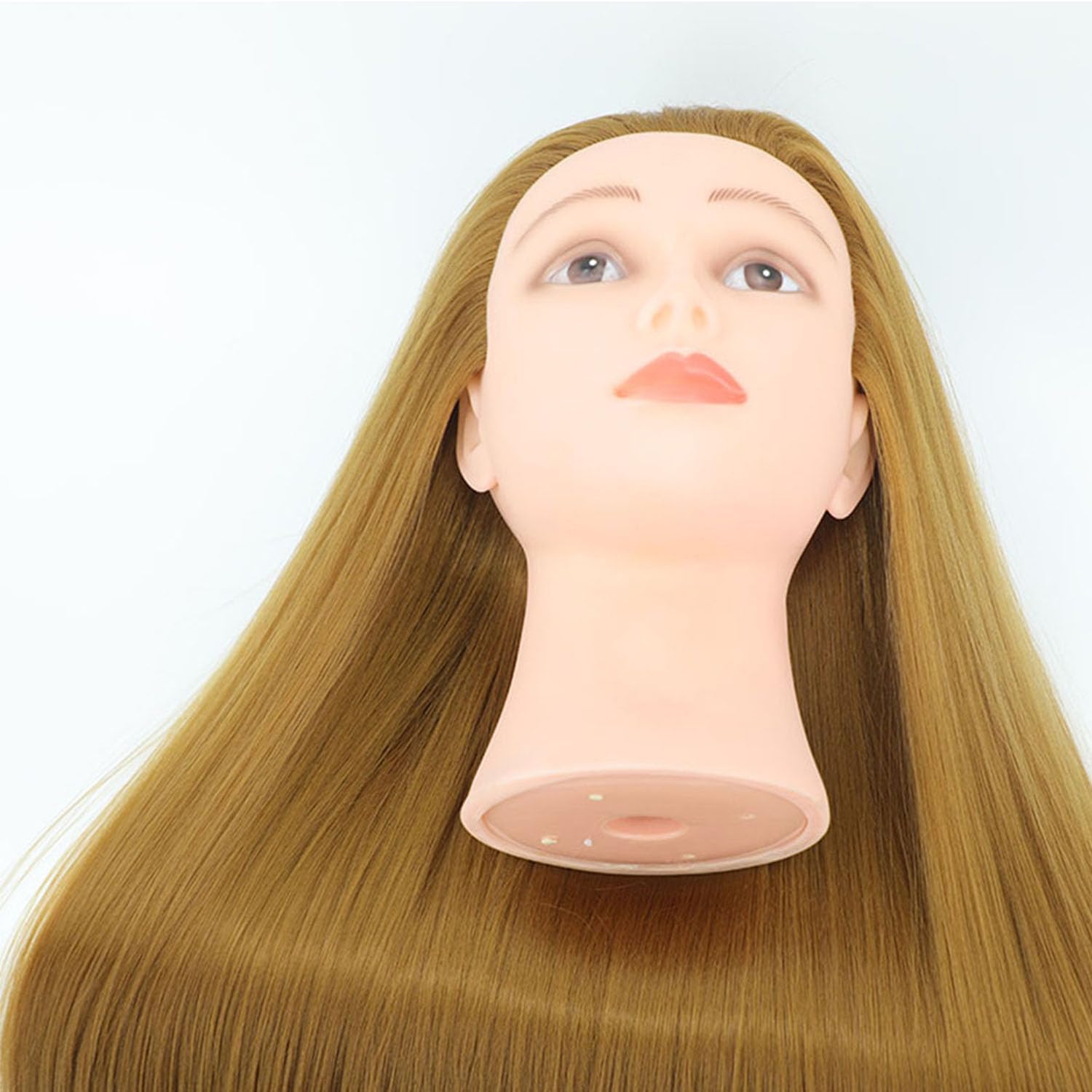 White Smoke MEICARSON 26"-28" Mannequin Head Hair Styling Training Head Manikin Cosmetology Doll Head Synthetic Fiber Hair and Free Clamp Holder Stand Hair Styling Set for Hair Extensions （ golden/yellow）