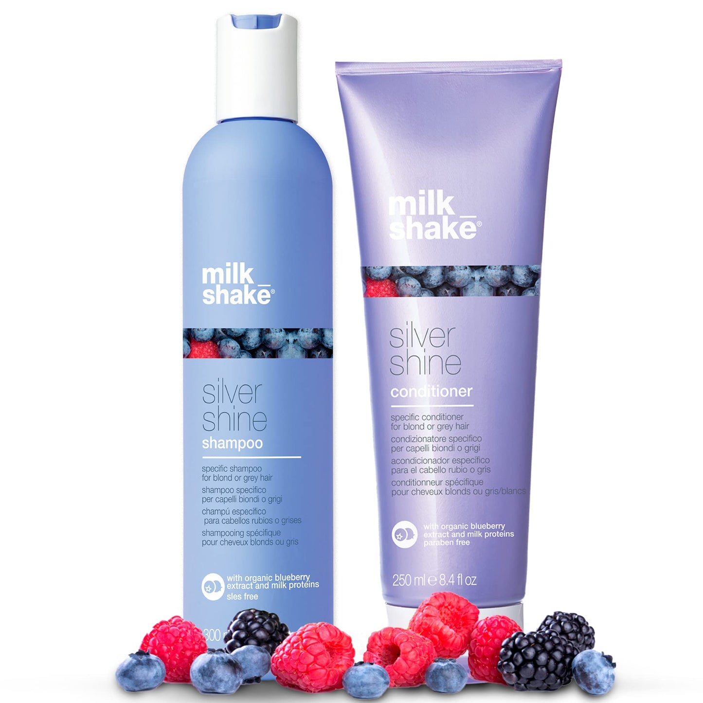 White Smoke milk_shake Silver Shine Purple Shampoo 10.1 Fl Oz + Silver Shine Purple Conditioner 8.4 Fl Oz - Blonde Shampoo and Conditioner for Brassy Hair
