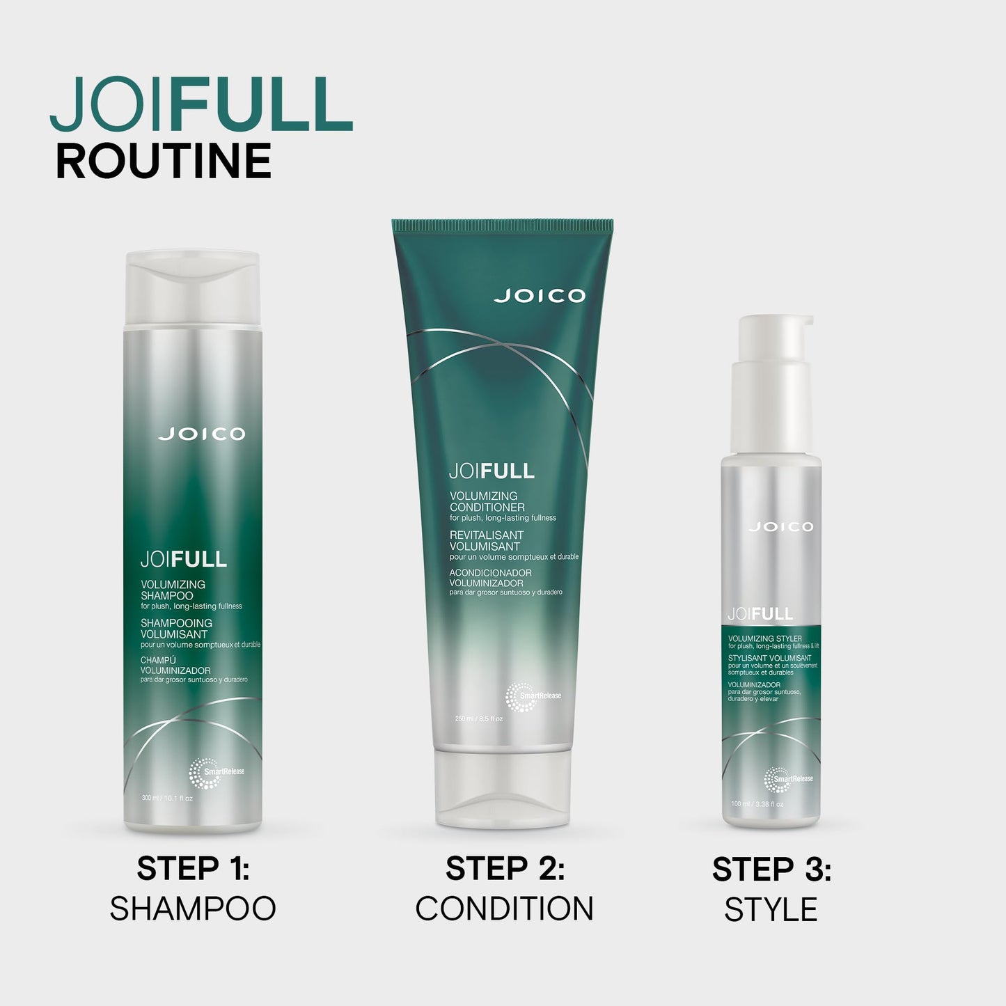 Lavender Joico JoiFULL Volumizing Styler | For Fine, Thin Hair | Add Instant Body | Long-Lasting Volume & Texture | Protect Against Pollution | With Rice Protein & Bamboo Extract | 3.38 Fl Oz