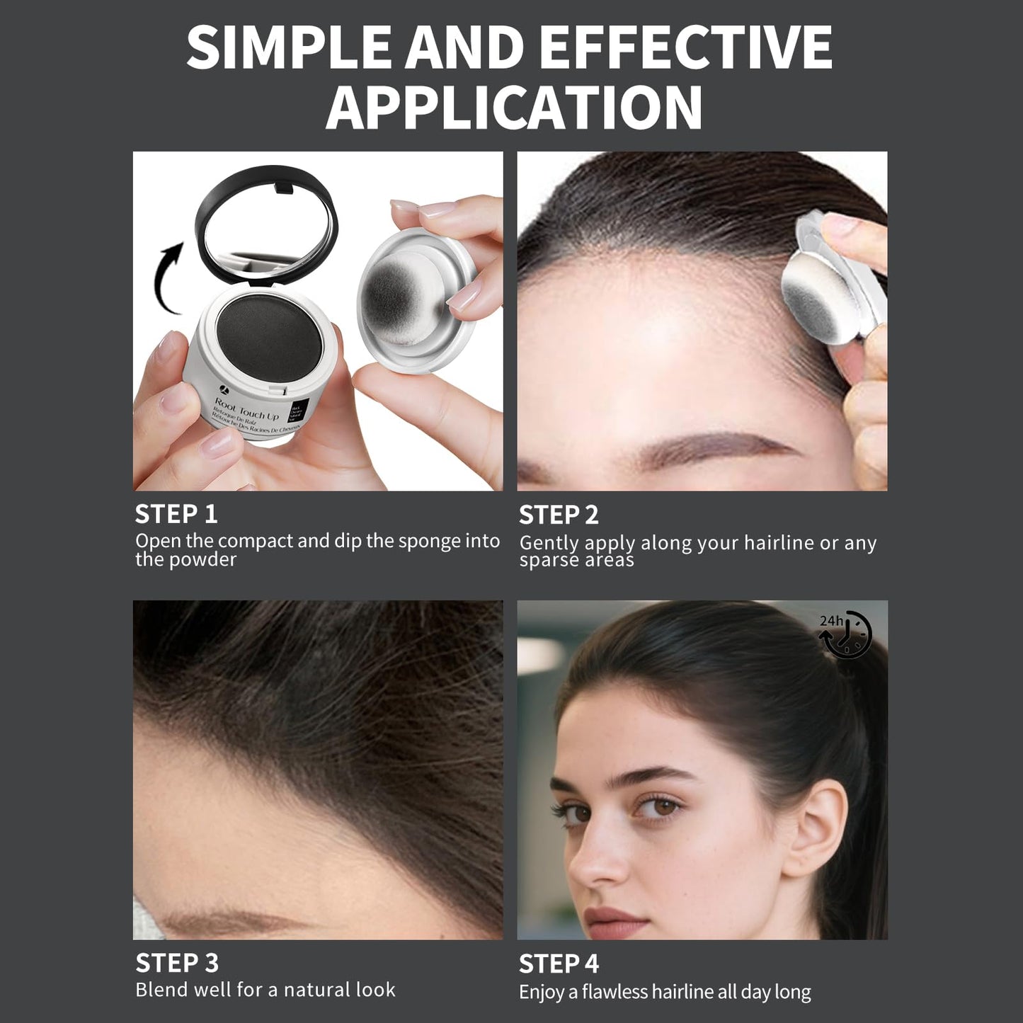 Dark Slate Gray LEWEDO Hairline Powder 24H Stain-Proof, Root Touch Up Hair Color for Gray Coverage,Bald Spot Concealing Hair Shadow Powder for Women & Men,Natural-Looking (Dark Brown)
