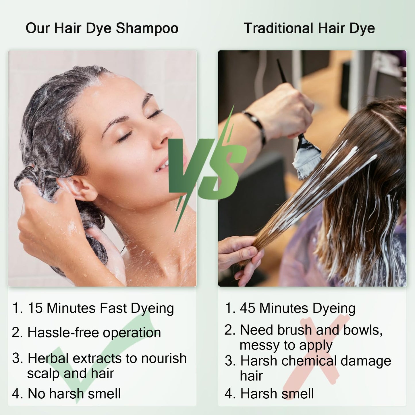 White Smoke Light Brown Hair Dye Shampoo 3 in 1, Instant 100% Gray Hair Coverage Hair Color Shampoo for Women Men with 9 Natural Herbal Ingredients