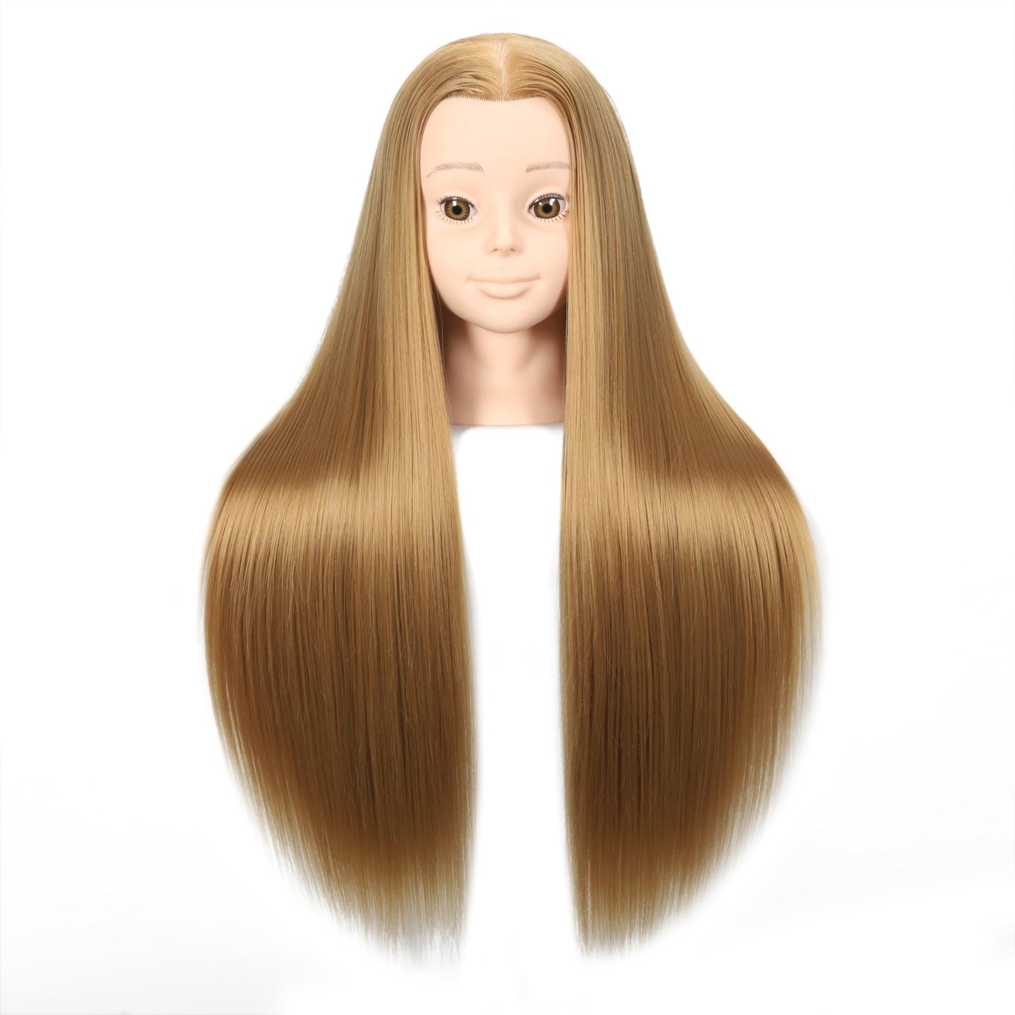 White Smoke Mannequin Head with Colorful Hair – 28" Long Straight Synthetic Hair Training Head with Clamp for Styling, Braiding, and Dye Practice (Blonde)