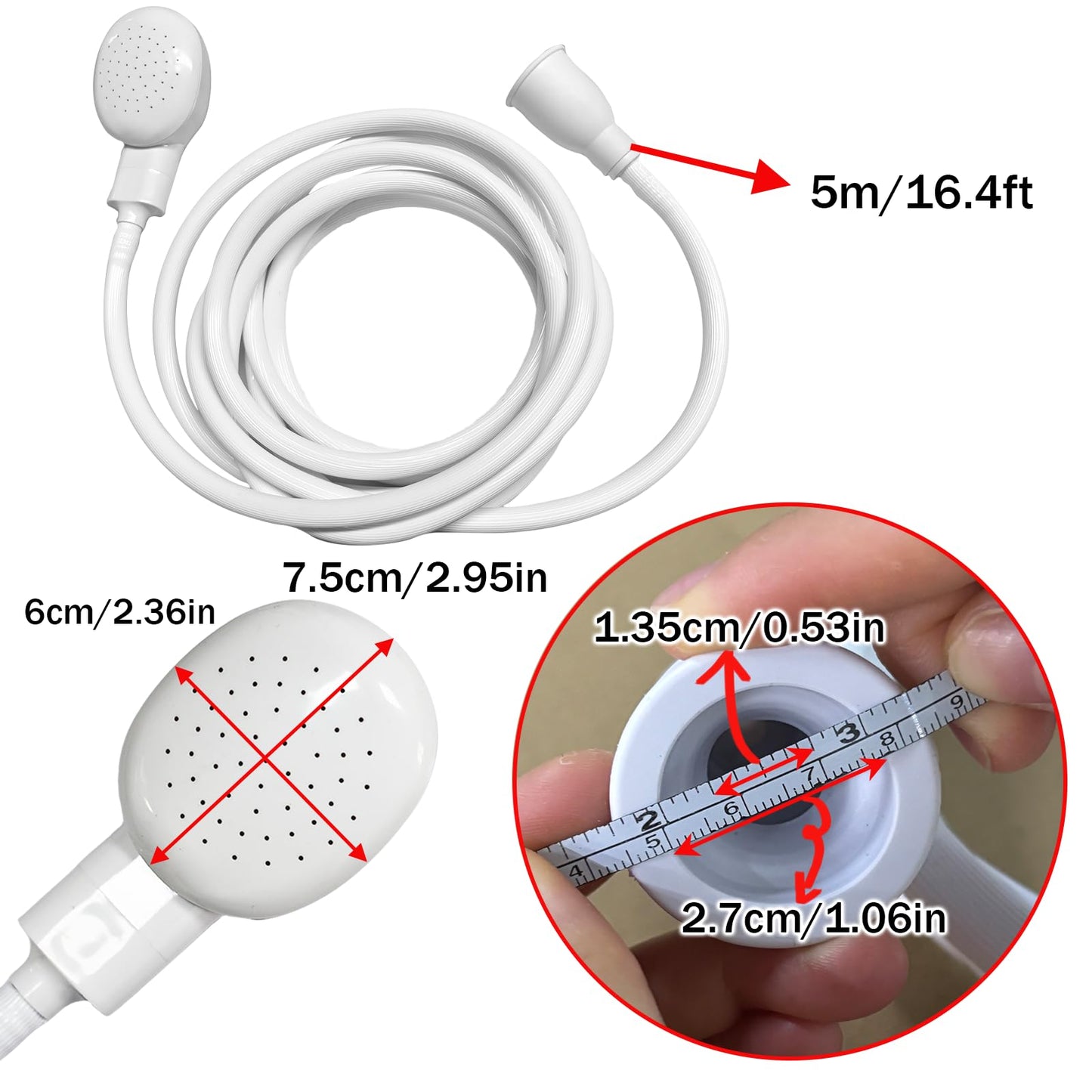 White Smoke 16.4FT Sink Spray Hose,Portable Sink Hose Sprayer, Shampoo Sprayer Hand Heldhead Shower Spray for Bathing Baby,Pets,Washing Hair,Rinsing Vegetables