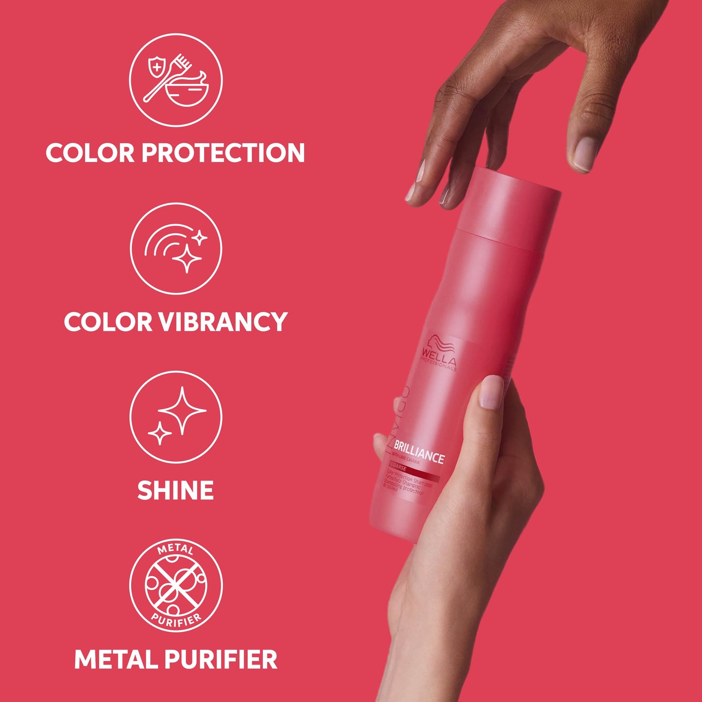 Maroon Wella Professionals Invigo Brilliance Shampoo for Coarse Hair | Color Protection & Vibrancy | 10.1 Fl Oz