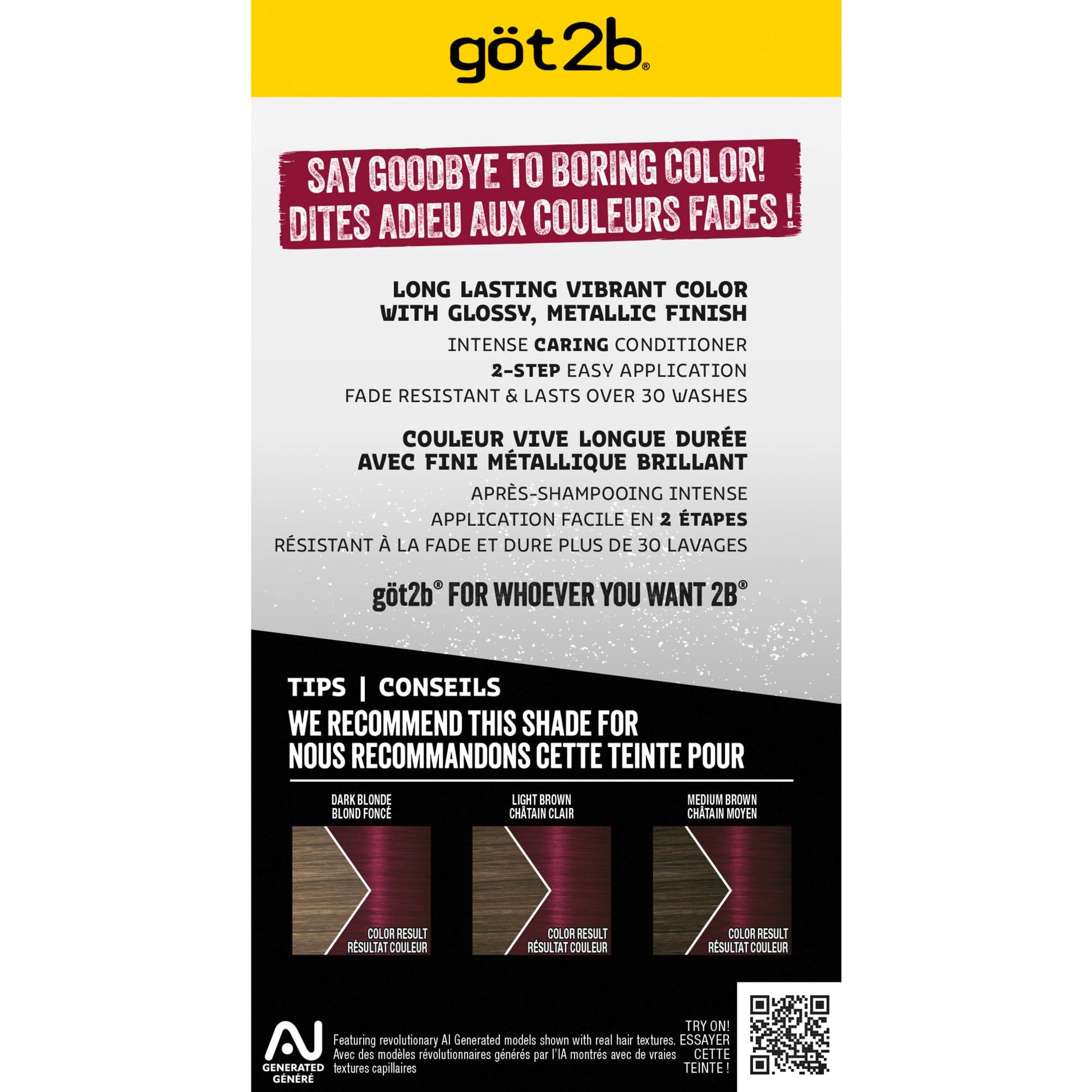 Black got2b Metallics Permanent Hair Dye, Dark Ruby M68, Hair Color for Women & Men, Formulated with Metallic-Shine Booster for Cool, Shimmering Tones, Lasts Up to 30 Washes, 1 Kit
