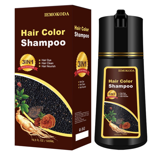 Black Coffee Hair Dye Shampoo 3 in 1, Natural Brown Hair Color for Men & Women, Pure Ingredients Long Lasting Shampoo Para Canas for All Hair Types, Easy to Use Herbal Brown Dye, 16.9 Fl Oz (Coffee)