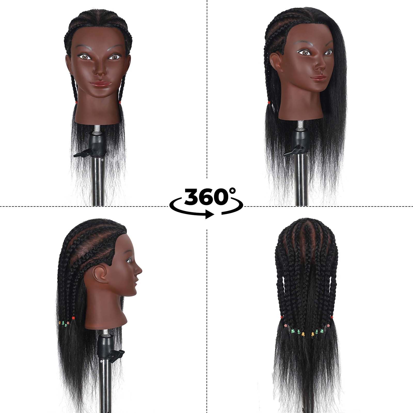 White Smoke Mannequin Head Human Hair with 100% Real Hair Cosmetology Mannequin Doll Head for Hairdresser Practice Braiding Hairstyling with Free Table Clamp Stand (16 Inch)