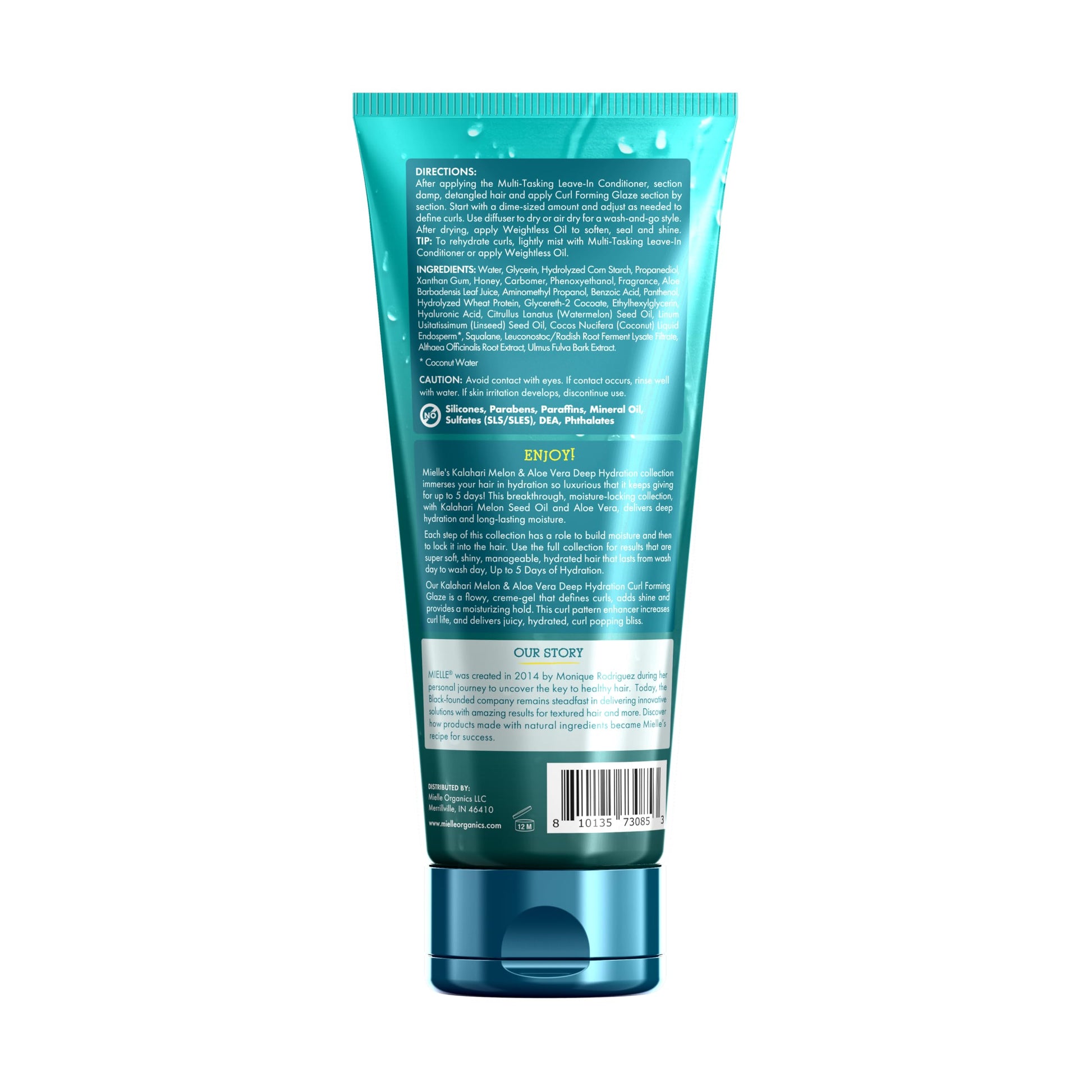 White Smoke Mielle Organics Curl Forming Glaze - Kalahari Melon & Aloe Vera Deep Hydration Styling Gel for Dry, Curly and Textured Hair - Enhances Curl Definition with Long-Lasting Hold & Shine, 7.5 Ounce