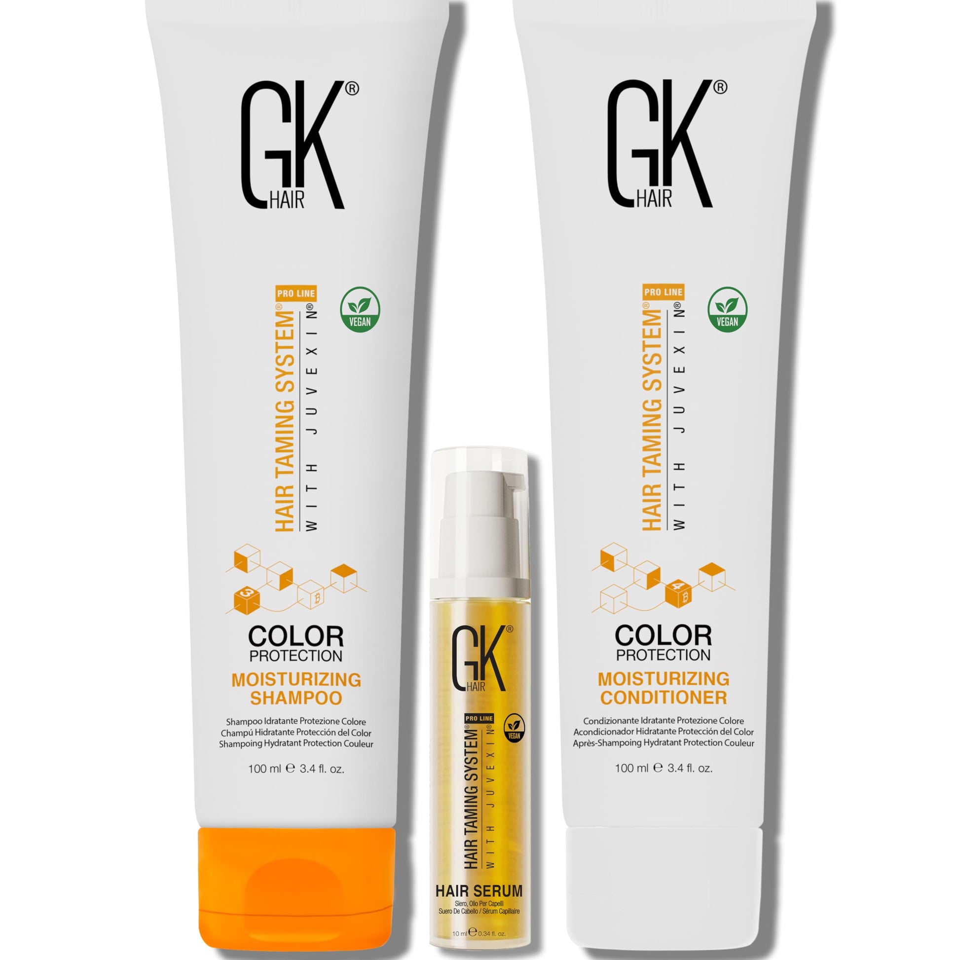 Lavender GK HAIR shampoo & Conditioner set Travel size with Hair serum -Color Safe Shampoo & Conditioner Made with Aloe vera, Parki Butter - Free of Parabens & Phthalates Sulfate, (3.74 Fl Oz)