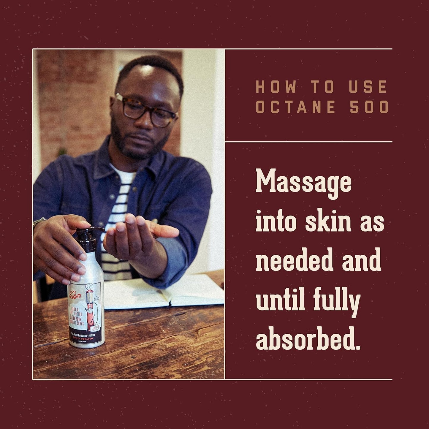 Dark Red 18.21 Man Made Octane 500 Sweet Tobacco Hand & Body Lotion, & Lip Balm 2-Set Bundle, All Hair & Skin Types for Men, Strengthens and Moisturizes in a Manly Aroma
