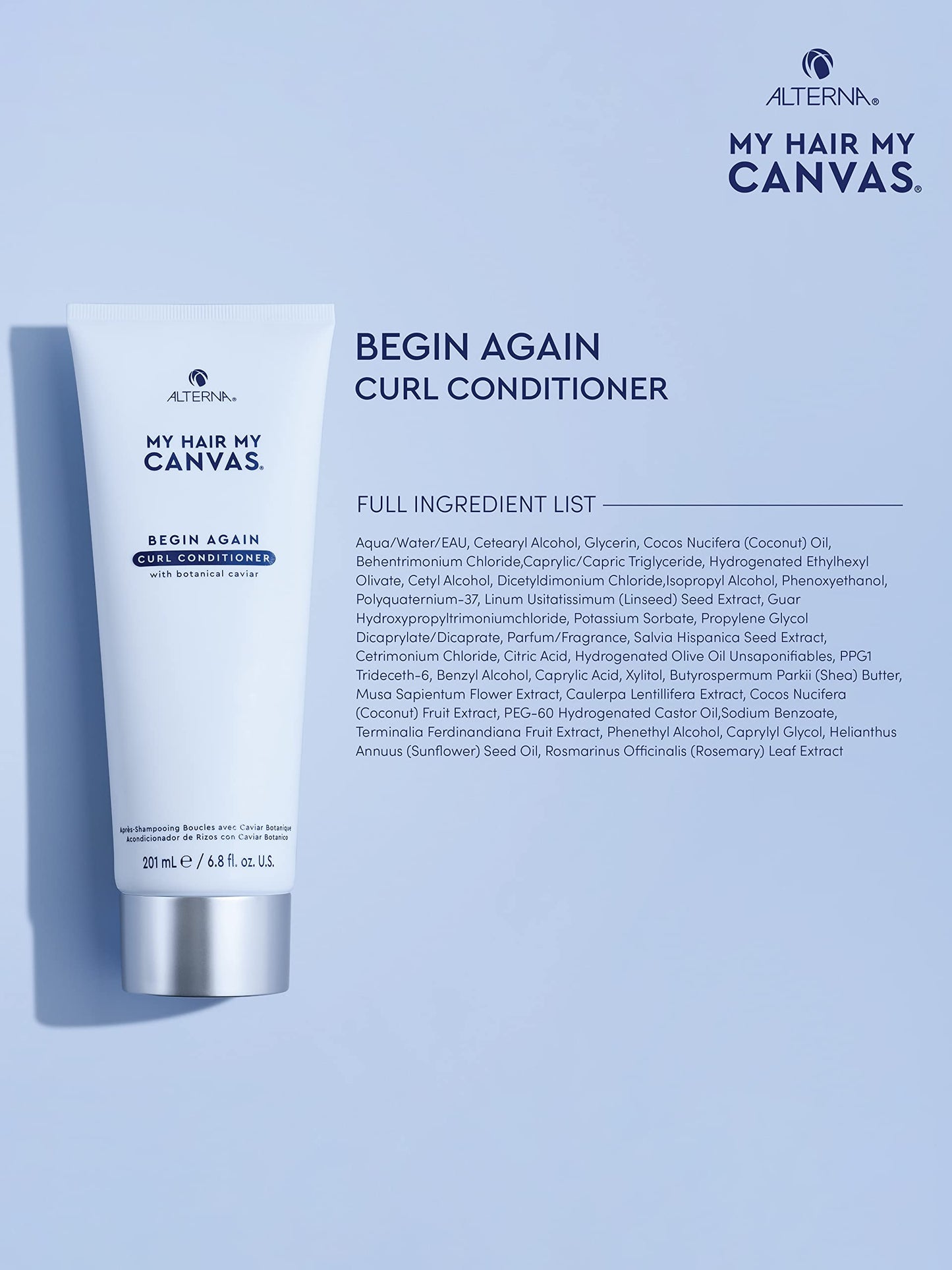 Light Steel Blue My Hair. My Canvas. Begin Again Vegan Curl Enhancing Conditioner for Curly, Wavy, and Coily Hair, 33 oz