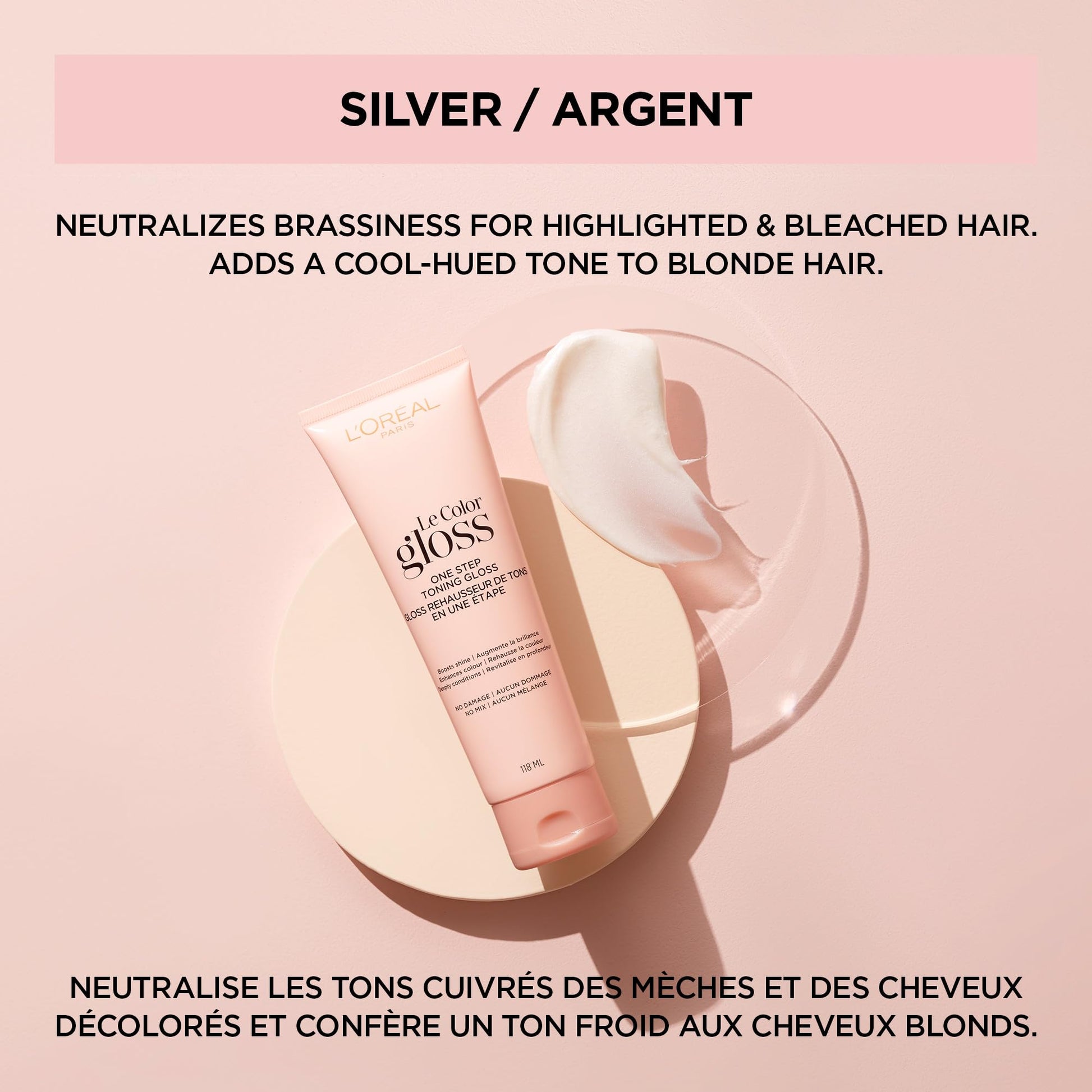 Thistle L’Oreal Paris Le Color Gloss One Step In-Shower Toning Hair Gloss, Neutralizes Brass, Conditions & Boosts Shine, Silver, 4 Ounce