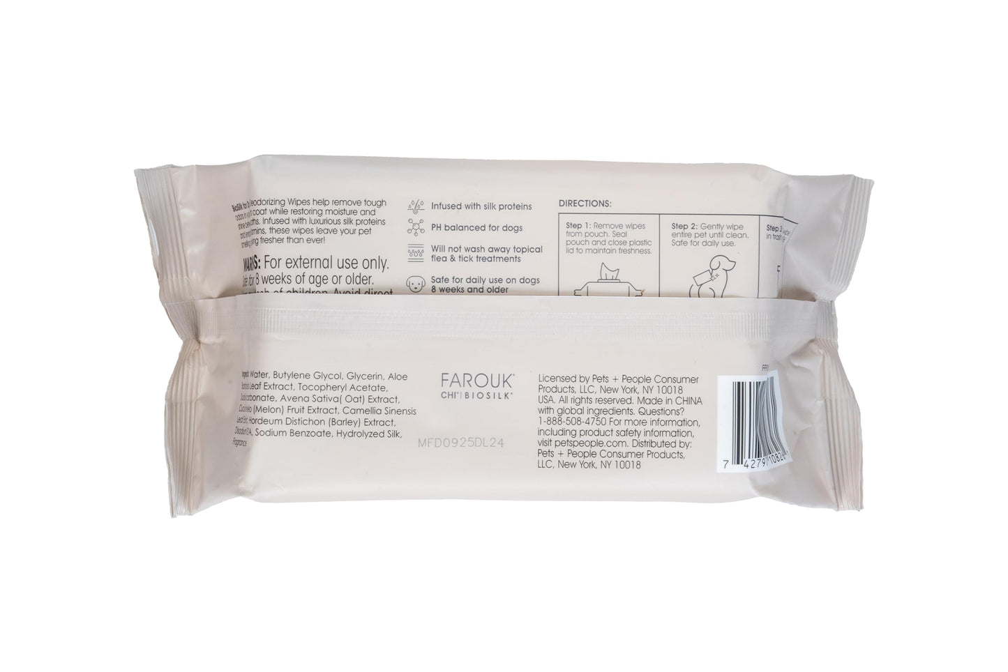 Light Gray BioSilk for Dogs Deodorizing Wipes, Infused with Silk Proteins and Vitamin E - Wipes that Clean, Deodorize Between Baths, pH Balanced, Gentle Natural Formula, 100 Count