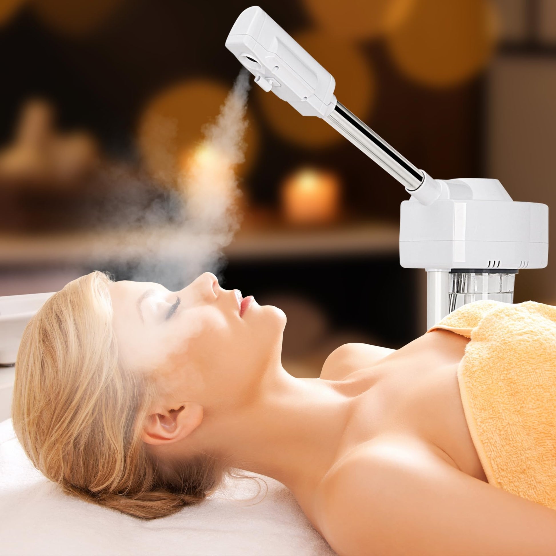 Black Saicool Professional Facial Steamer - Standing Ozone Facial Steamer on Wheels w Hot Mist for Facial Treatment Personal Care for Spa Salon Home Use
